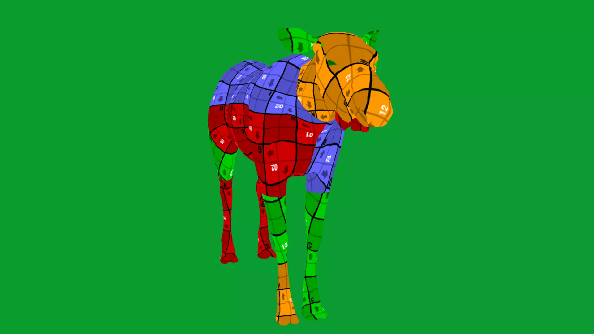 European Female Moose Elk Low-poly 3D model_30