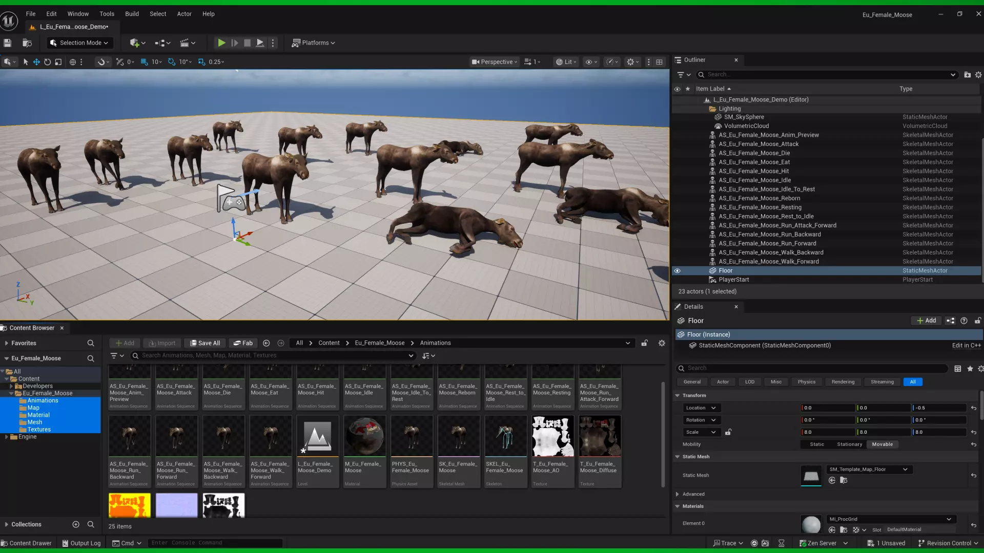 European Female Moose Elk Low-poly 3D model_2