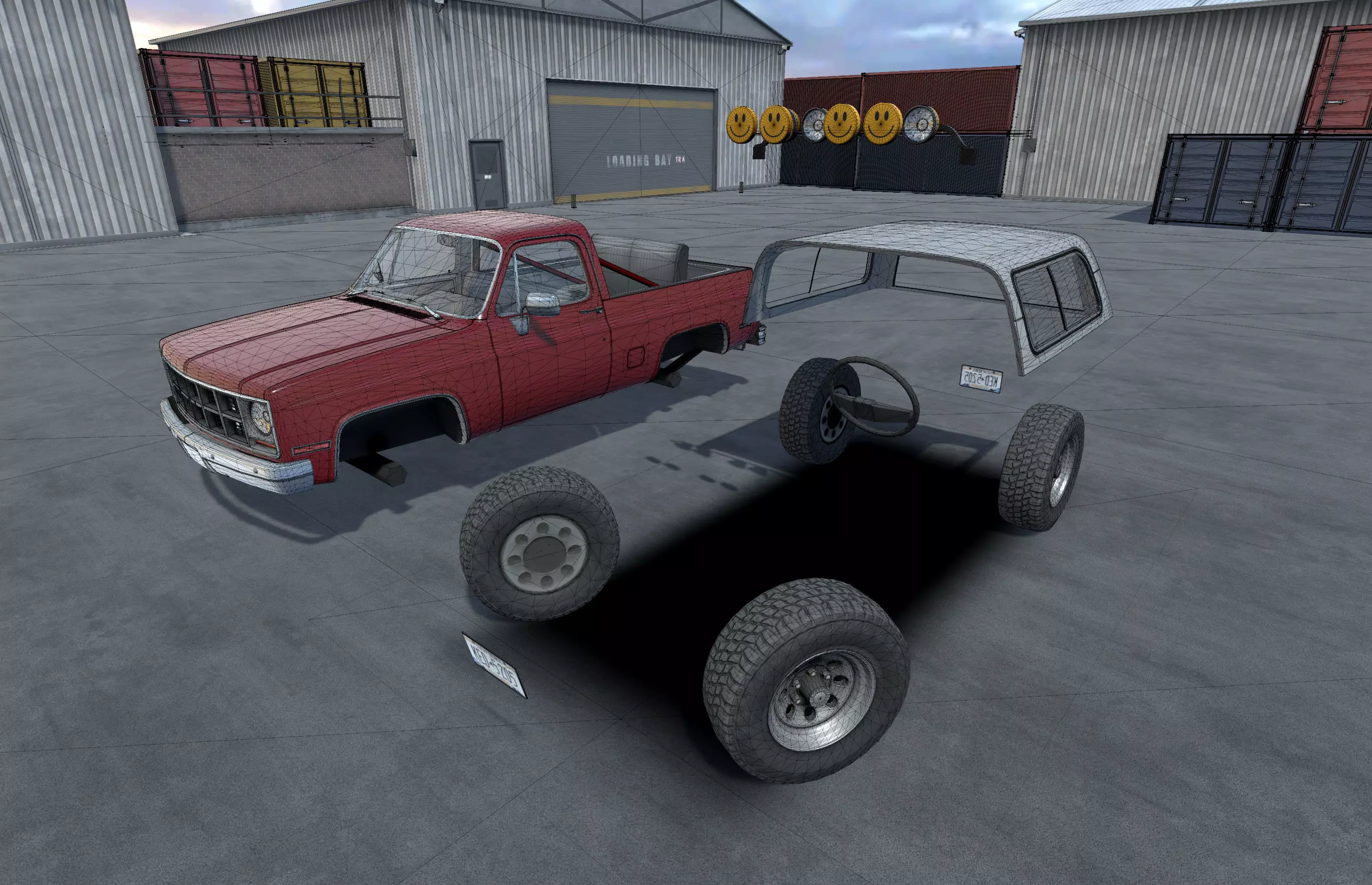 Offroad car with industrial environment unity asset Low-poly 3D model_21