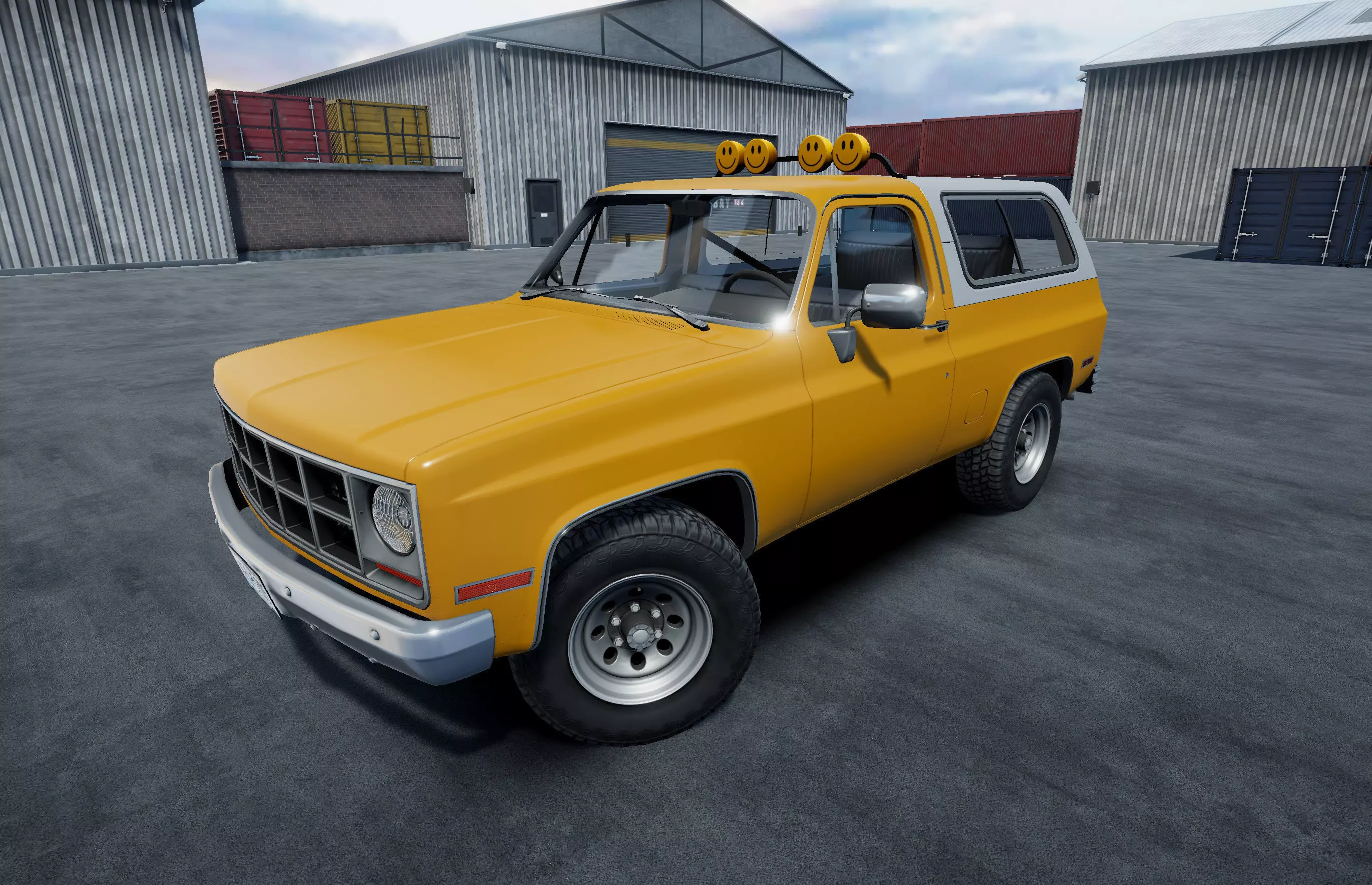 Offroad car with industrial environment unity asset Low-poly 3D model_0