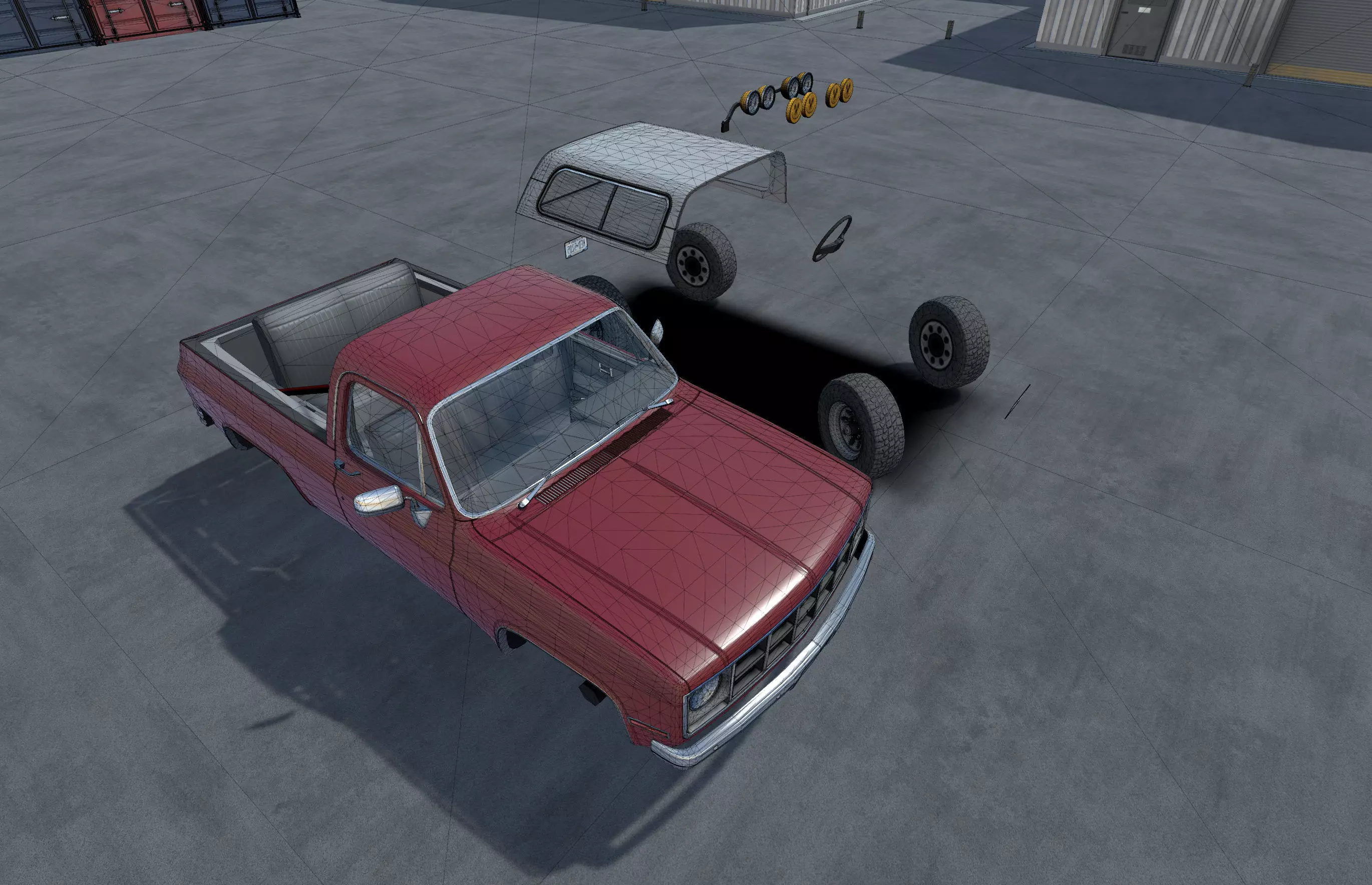 Offroad car with industrial environment unity asset Low-poly 3D model_22