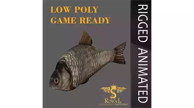 Animated Carp Fish - Loop Animation Low-poly 3D model