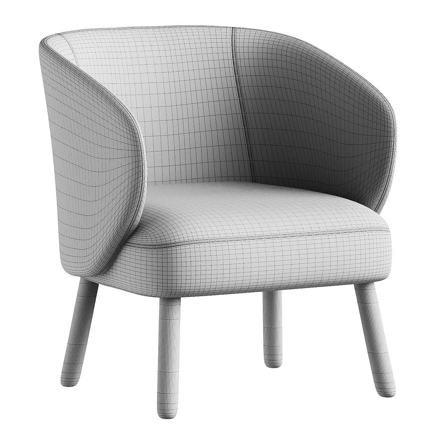 armchair red 3D model_3