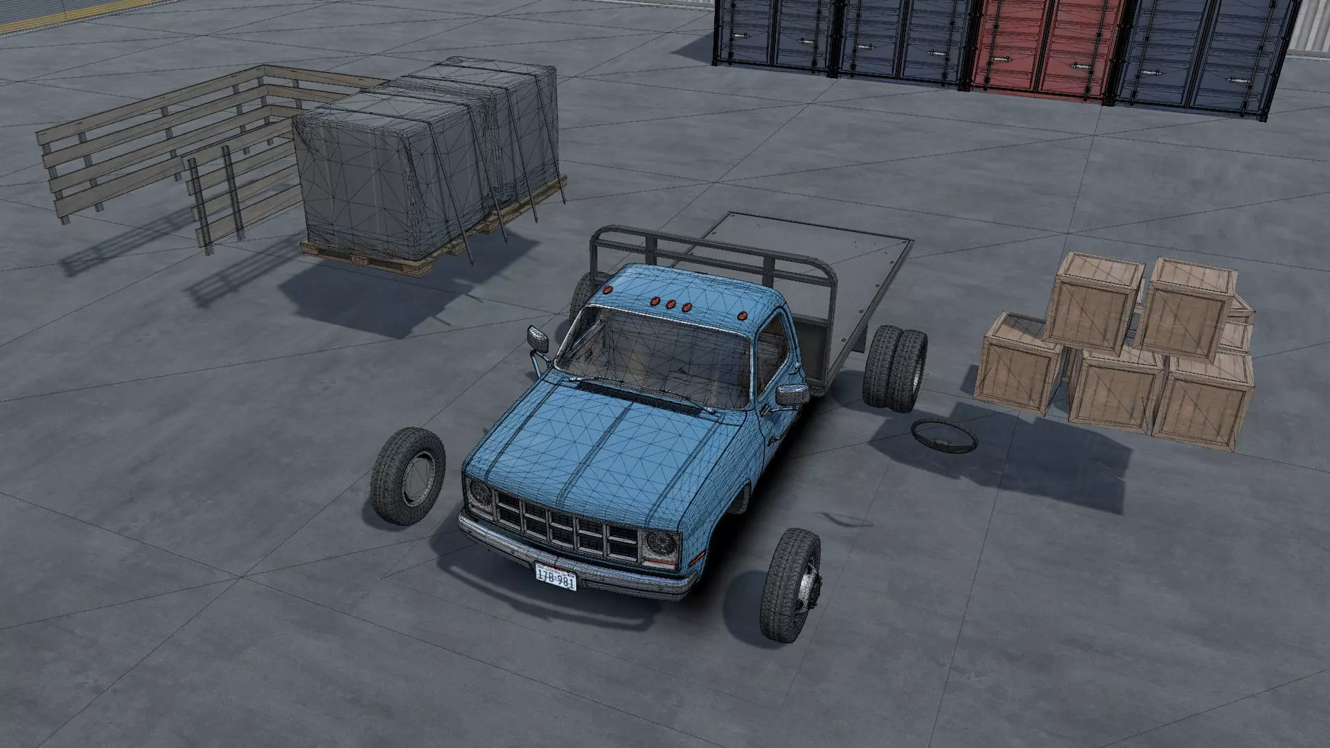 Stack farmer pickup truck unity asset Low-poly 3D model_22