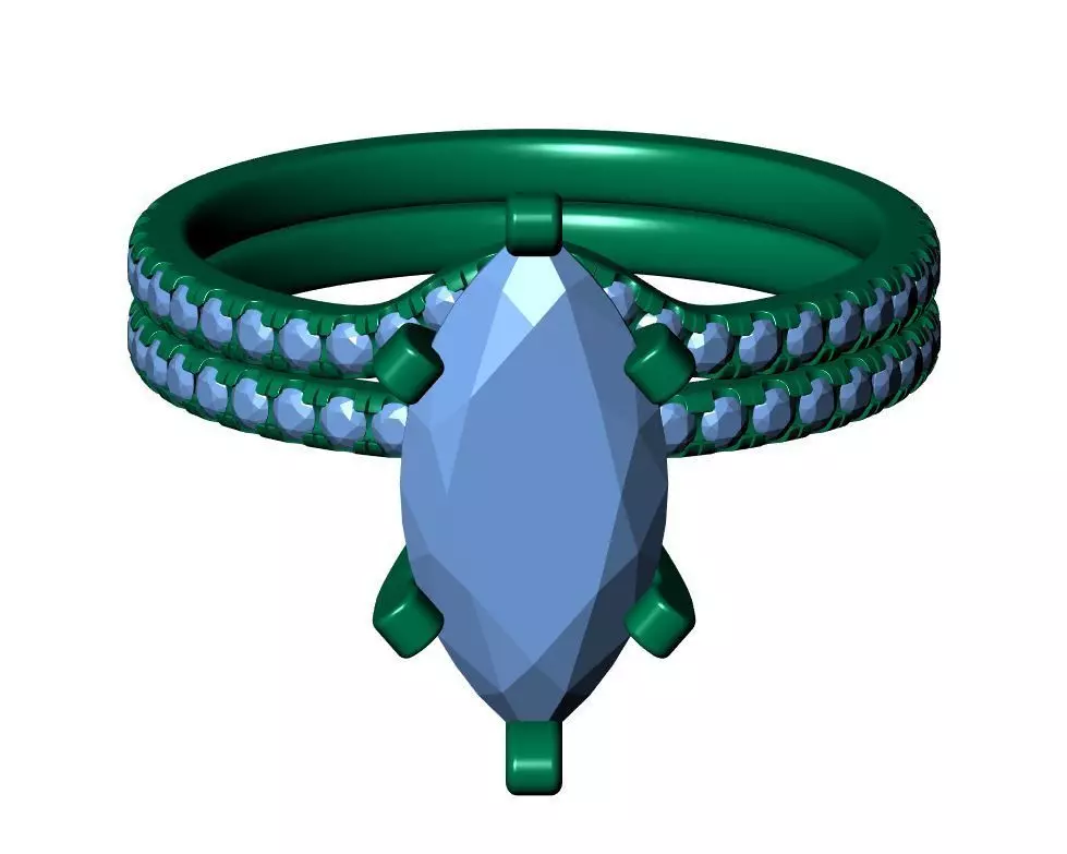 Marquise Engagement Ring 3D print model_11