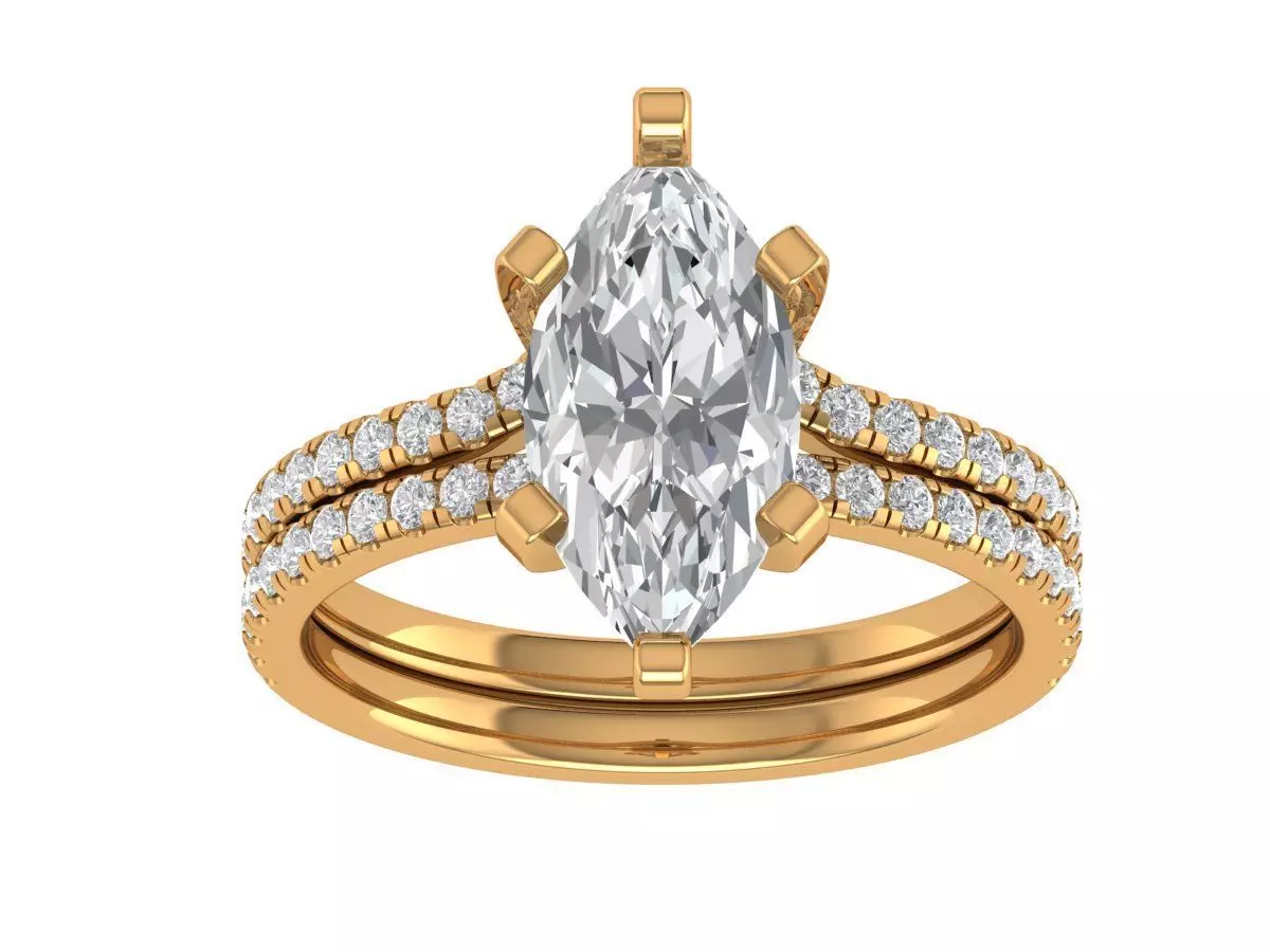 Marquise Engagement Ring 3D print model_5