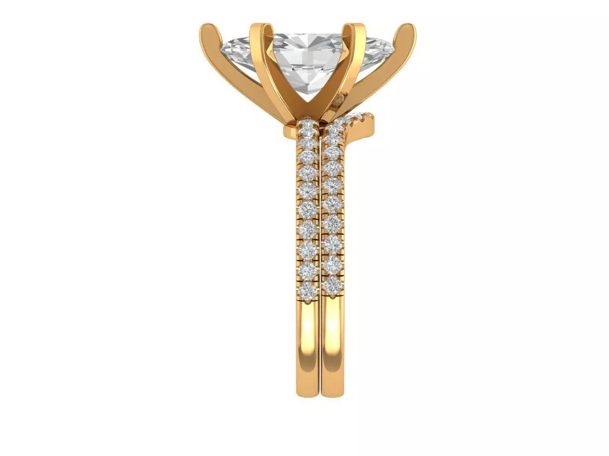 Marquise Engagement Ring 3D print model_4