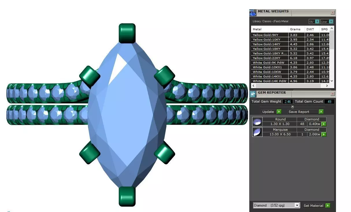 Marquise Engagement Ring 3D print model_7