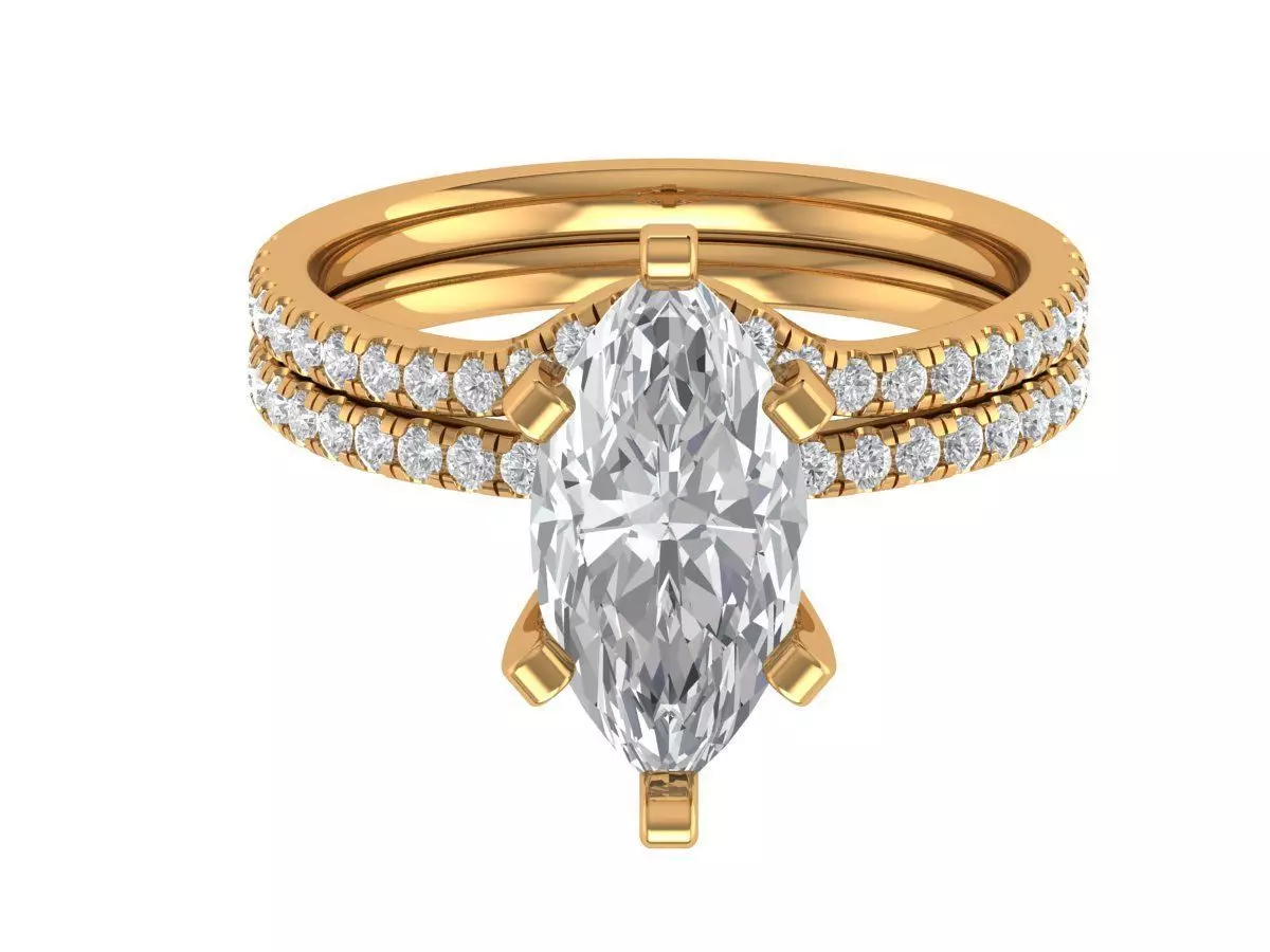 Marquise Engagement Ring 3D print model_0