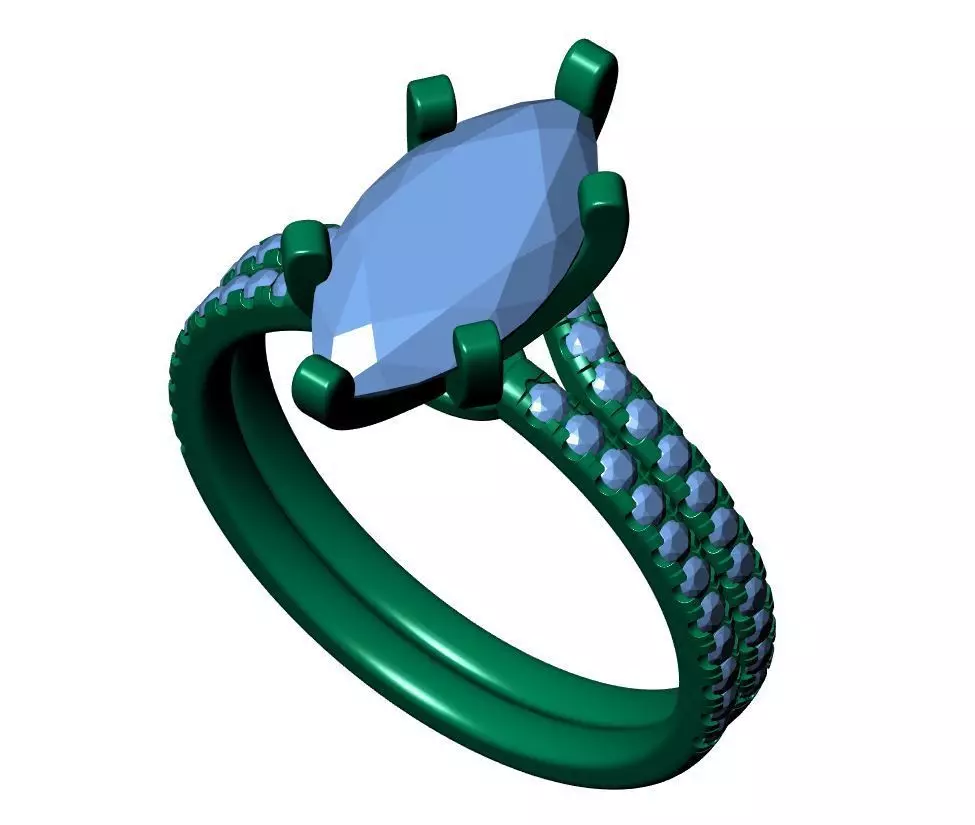 Marquise Engagement Ring 3D print model_6