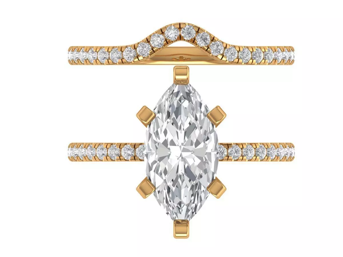 Marquise Engagement Ring 3D print model_3