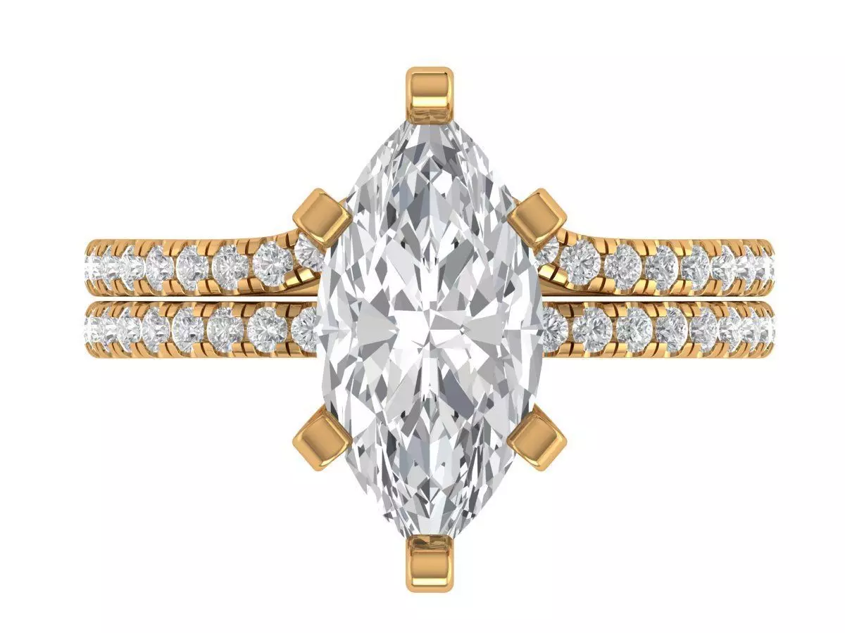 Marquise Engagement Ring 3D print model_2