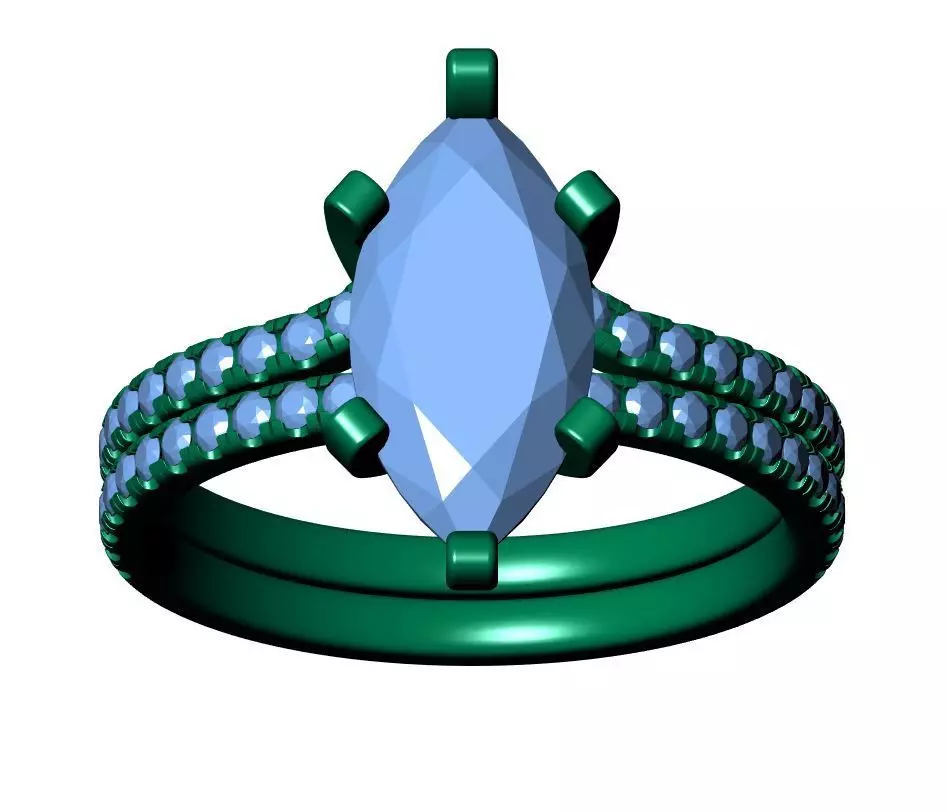Marquise Engagement Ring 3D print model_12