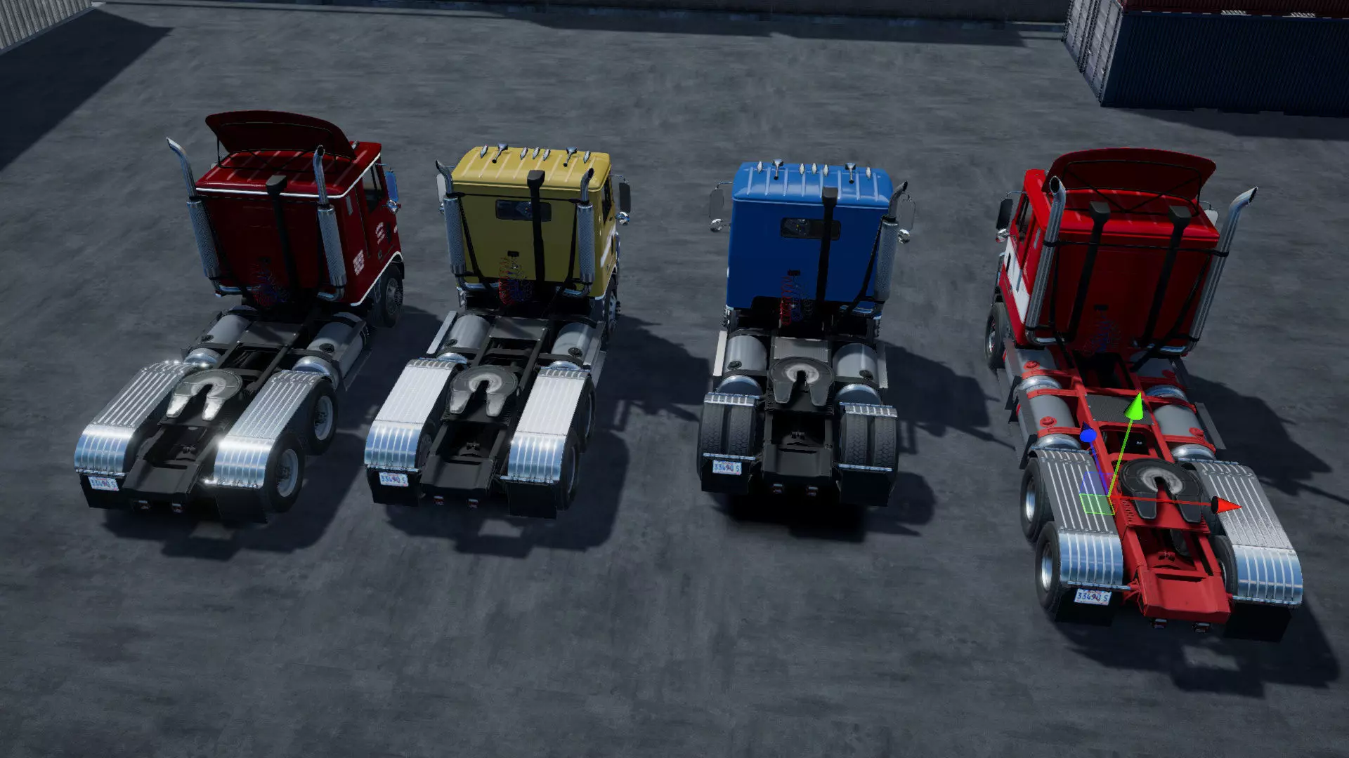 80s Cabover Truck with industrial environment unity 3d asset Low-poly 3D model_16