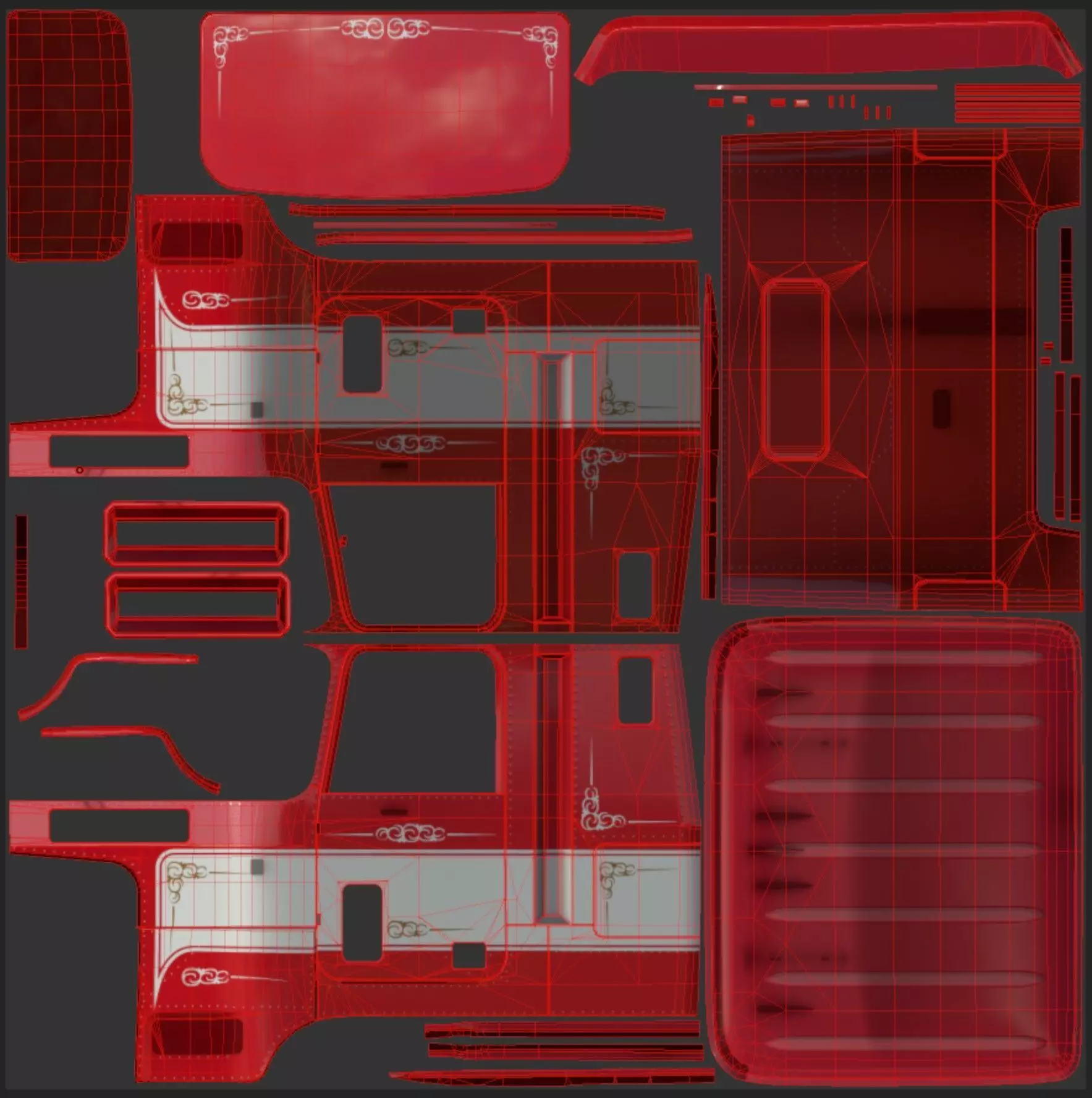 80s Cabover Truck with industrial environment unity 3d asset Low-poly 3D model_35