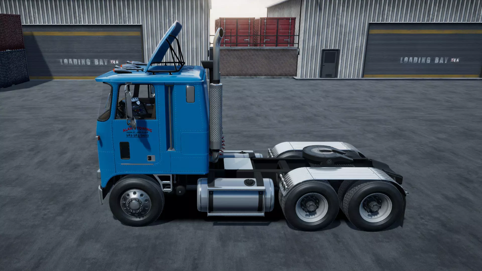 80s Cabover Truck with industrial environment unity 3d asset Low-poly 3D model_6