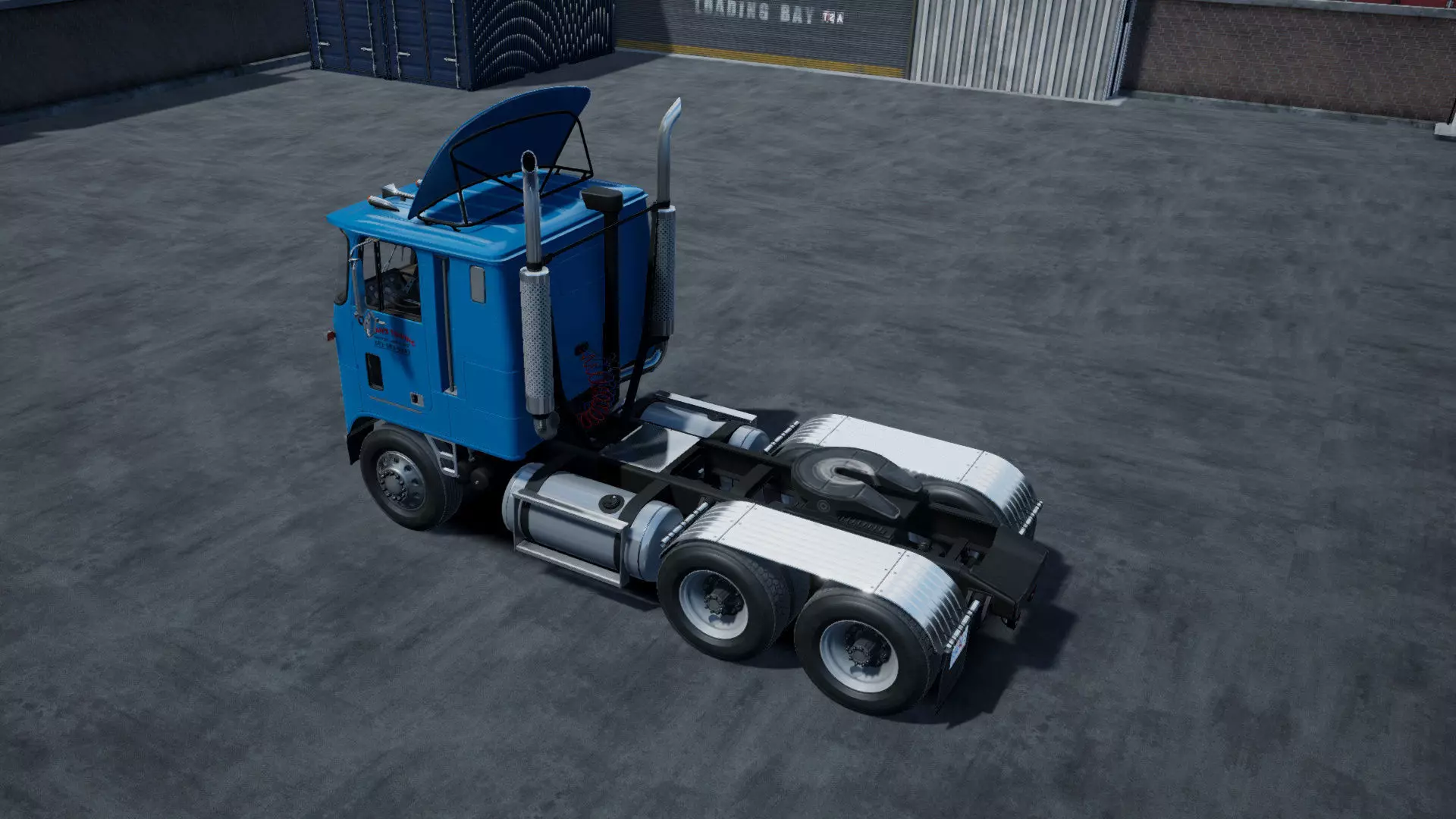 80s Cabover Truck with industrial environment unity 3d asset Low-poly 3D model_5