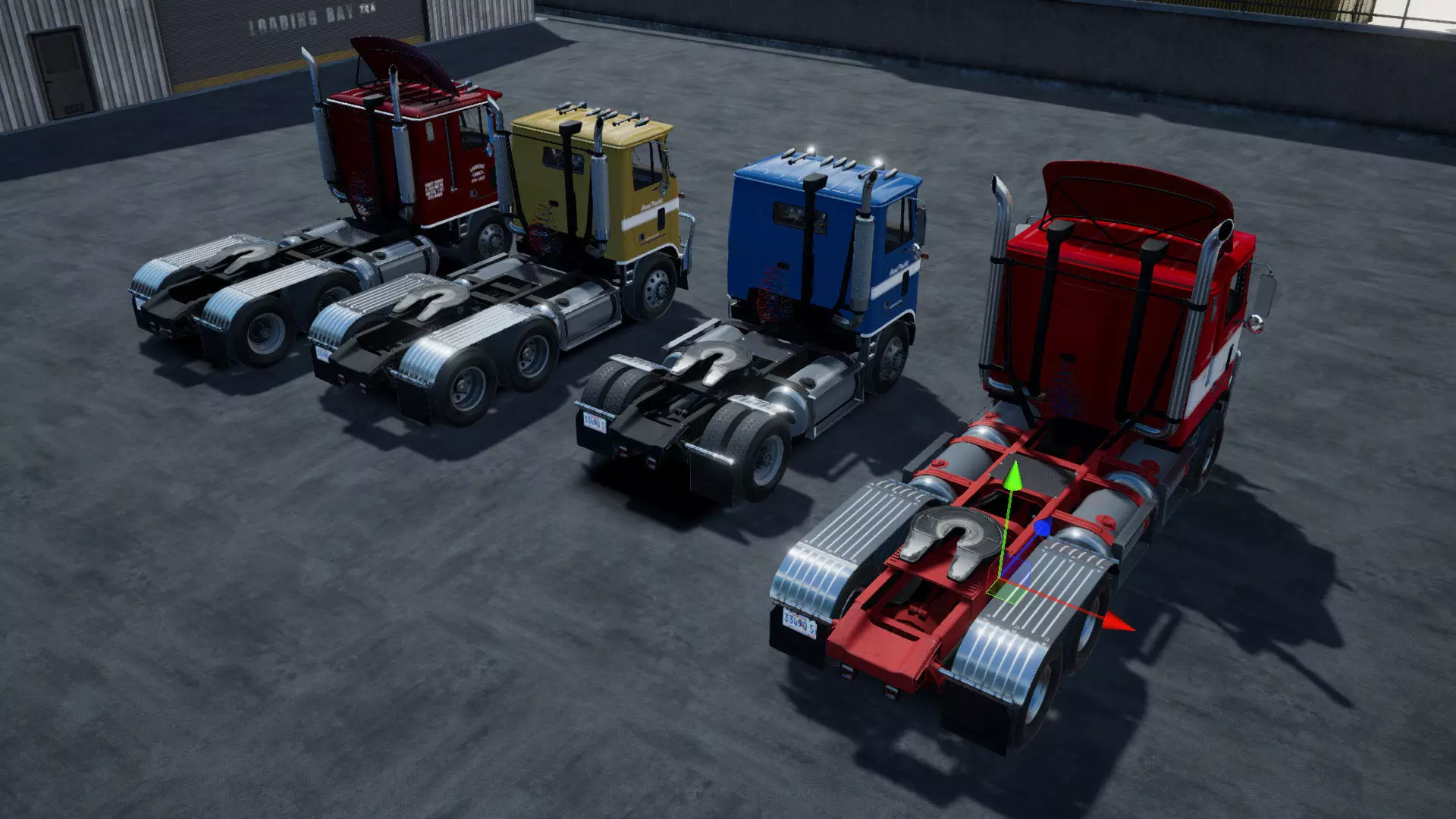 80s Cabover Truck with industrial environment unity 3d asset Low-poly 3D model_15