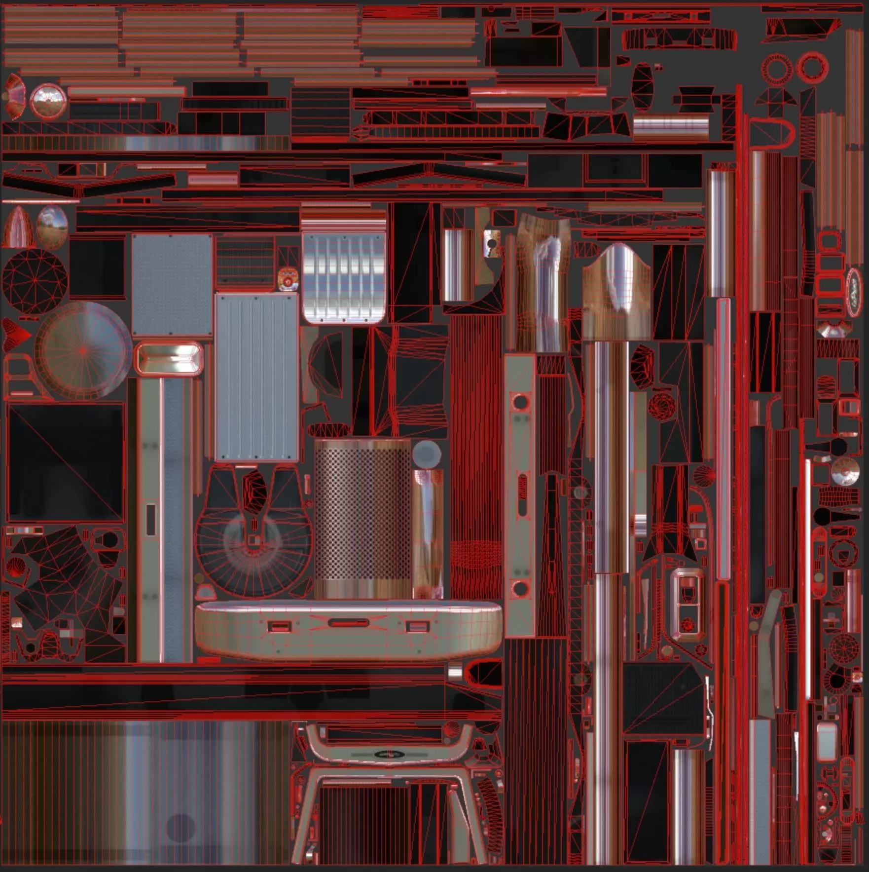 80s Cabover Truck with industrial environment unity 3d asset Low-poly 3D model_34