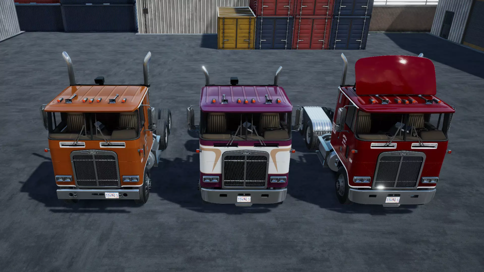 80s Cabover Truck with industrial environment unity 3d asset Low-poly 3D model_12