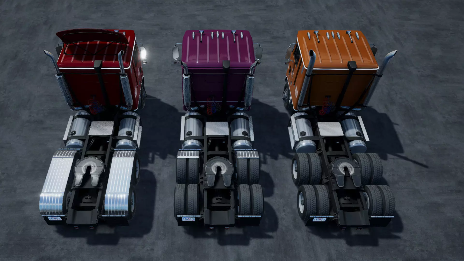 80s Cabover Truck with industrial environment unity 3d asset Low-poly 3D model_13