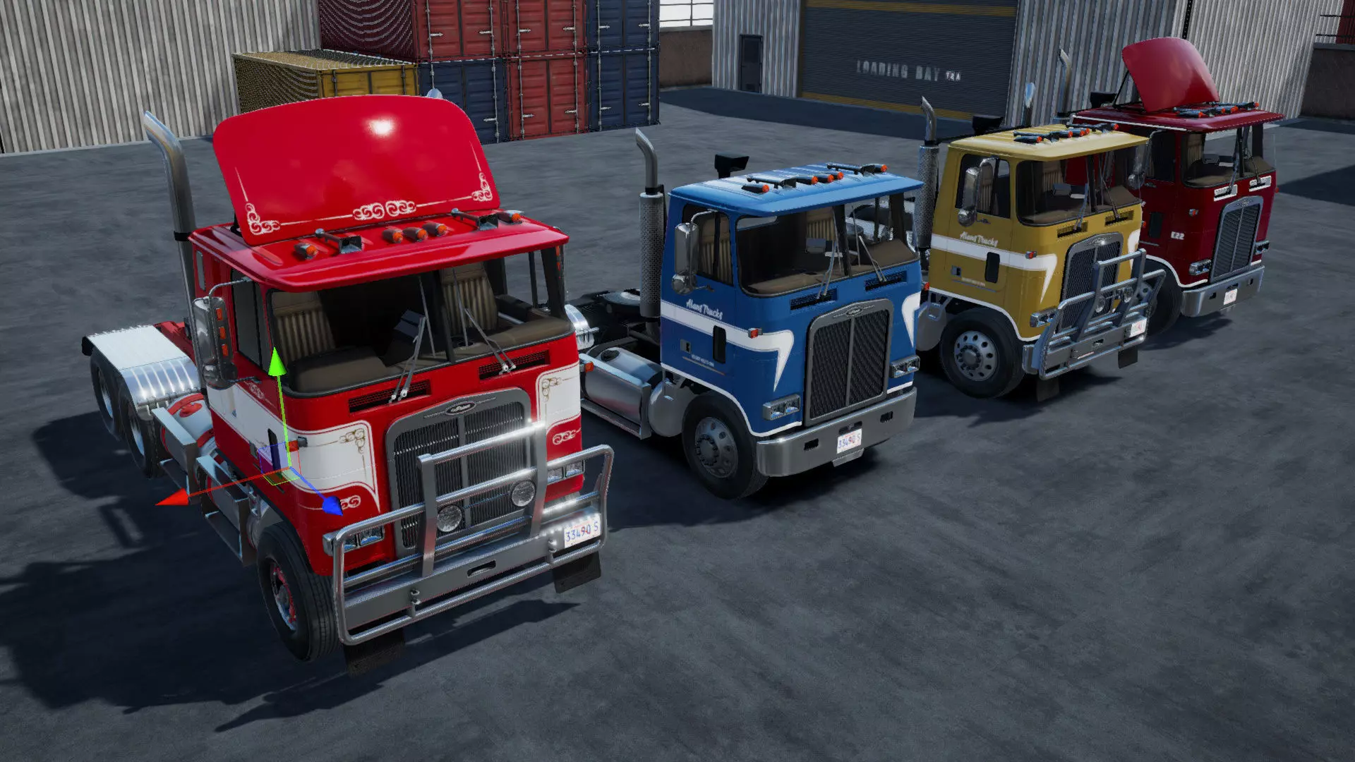 80s Cabover Truck with industrial environment unity 3d asset Low-poly 3D model_14