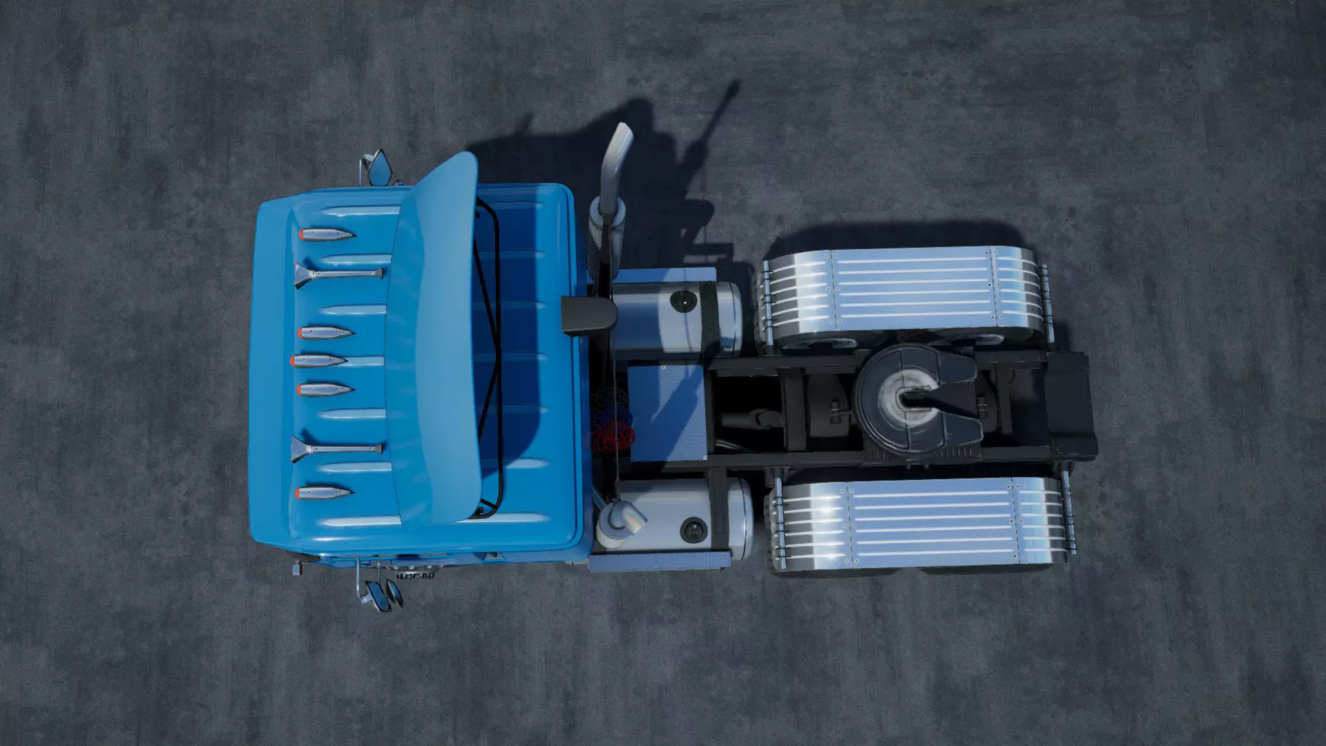 80s Cabover Truck with industrial environment unity 3d asset Low-poly 3D model_9