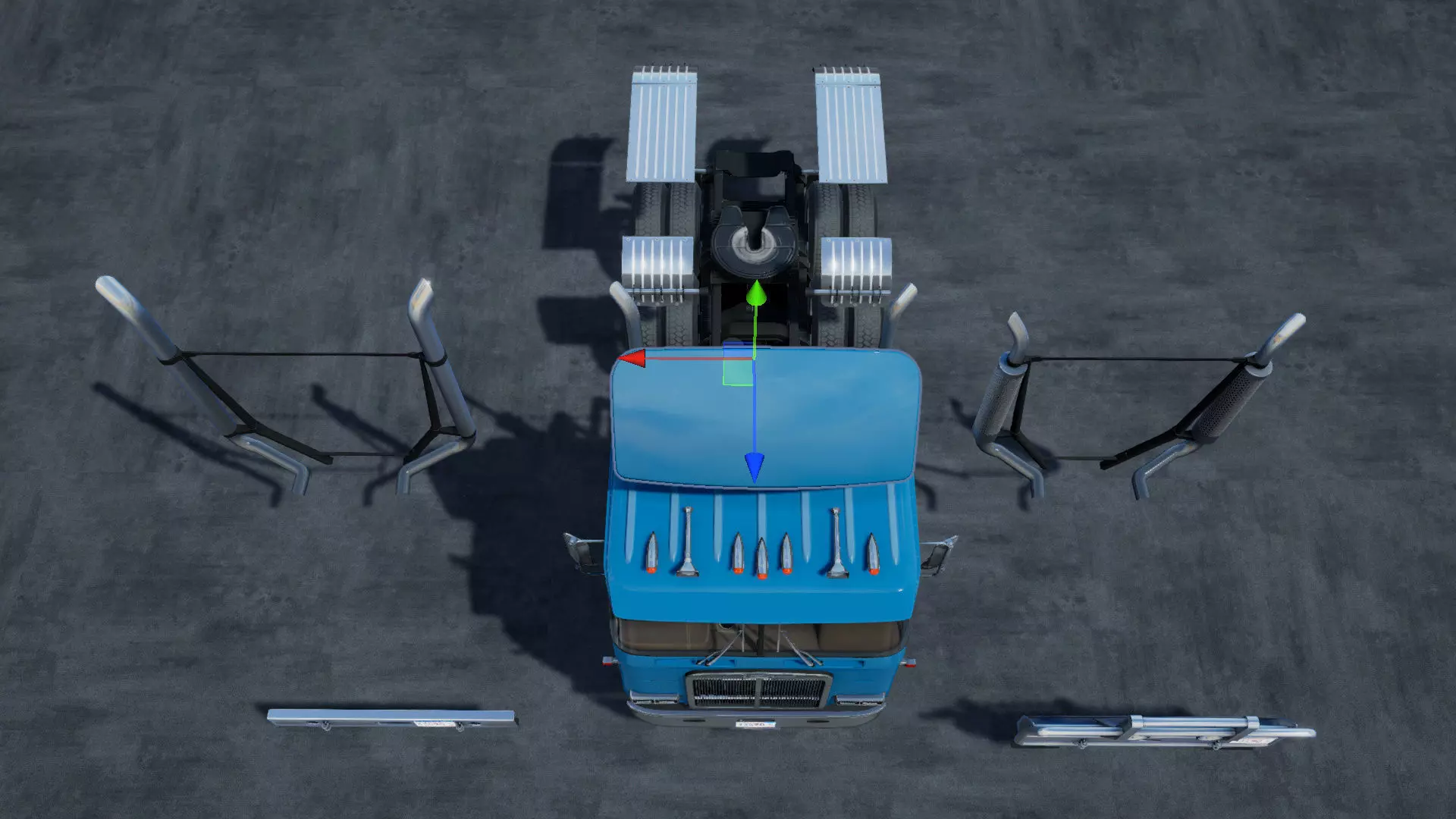 80s Cabover Truck with industrial environment unity 3d asset Low-poly 3D model_32