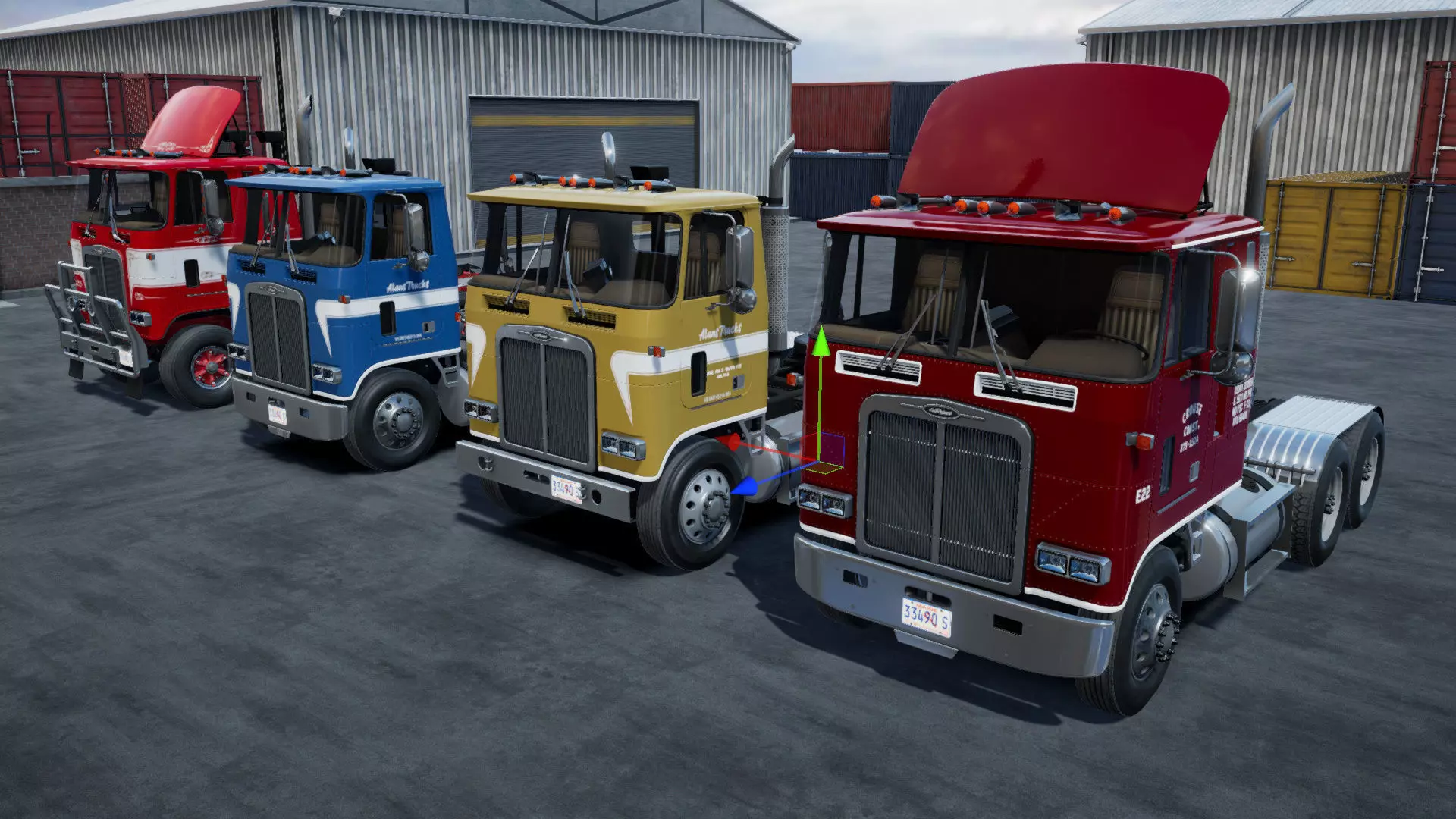 80s Cabover Truck with industrial environment unity 3d asset Low-poly 3D model_17