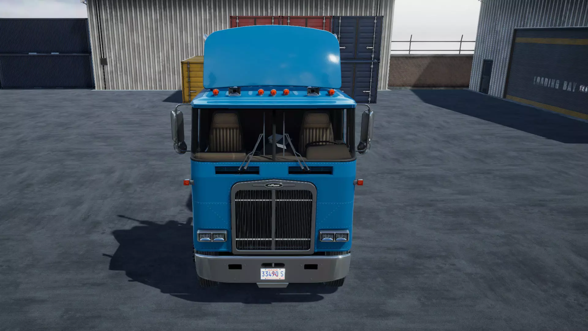 80s Cabover Truck with industrial environment unity 3d asset Low-poly 3D model_7