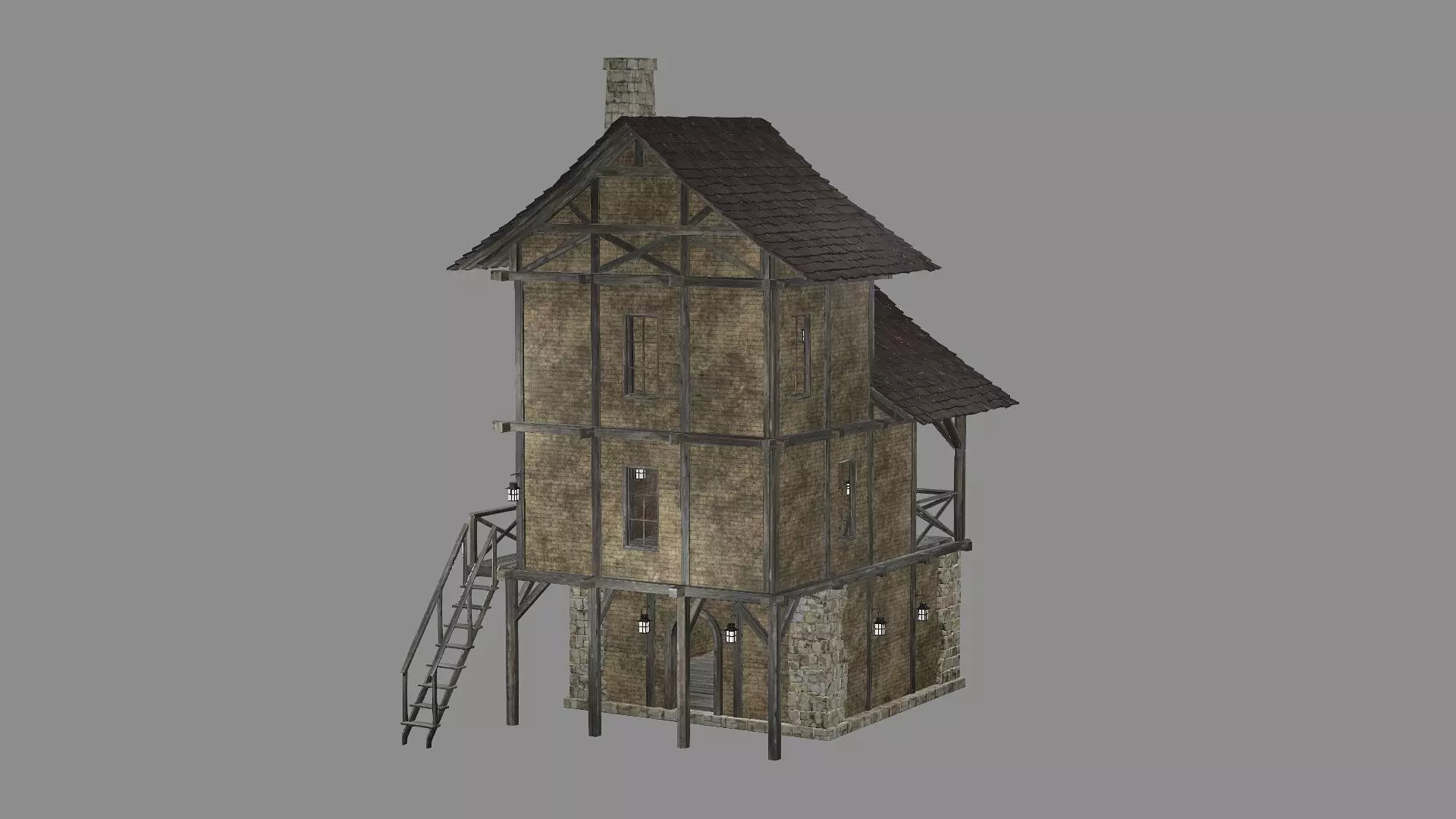 Medieval Viking House 11 Game Ready Low-poly 3D Model Low-poly 3D model_2