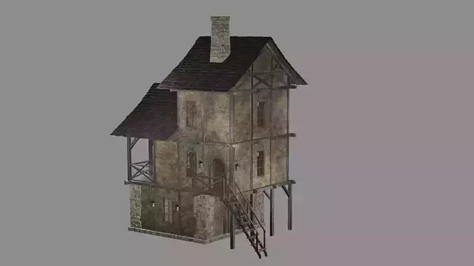 Medieval Viking House 11 Game Ready Low-poly 3D Model