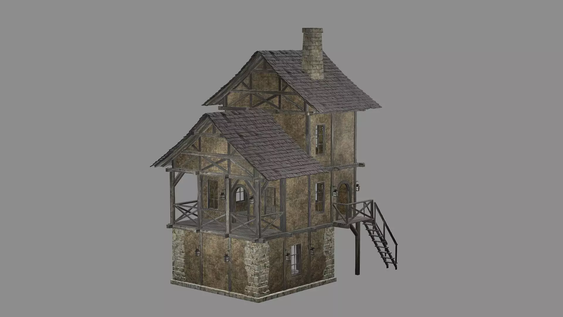 Medieval Viking House 11 Game Ready Low-poly 3D Model Low-poly 3D model_5