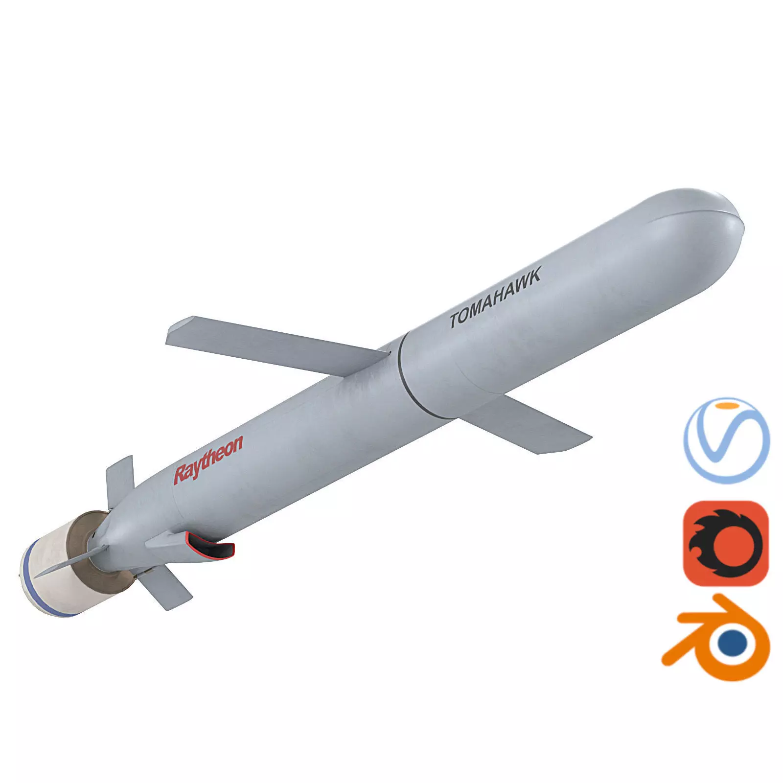 Tomahawk Land Attack Cruise Missile Rocket Block V Low-poly 3D model_0