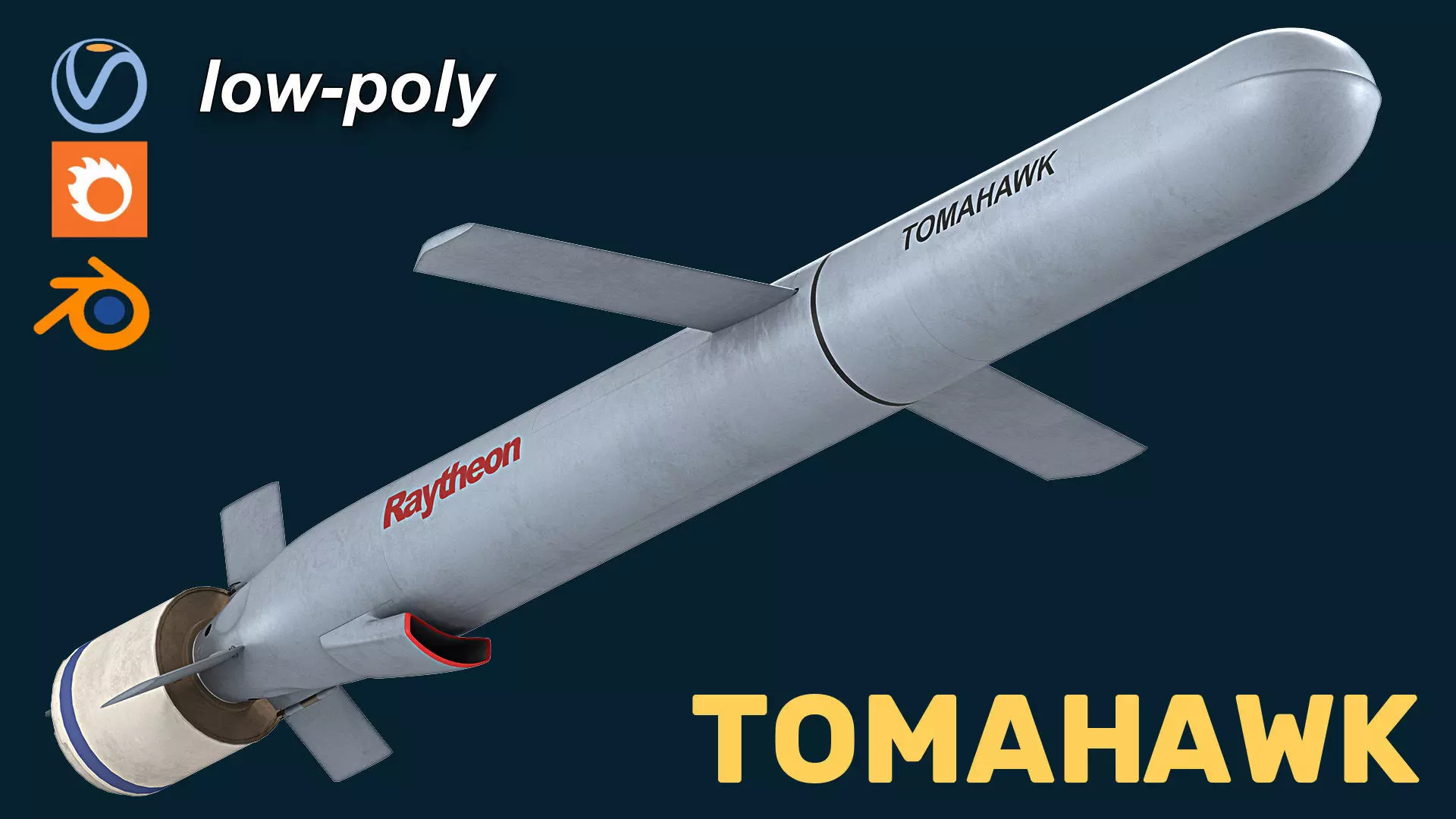 Tomahawk Land Attack Cruise Missile Rocket Block V Low-poly 3D model_1