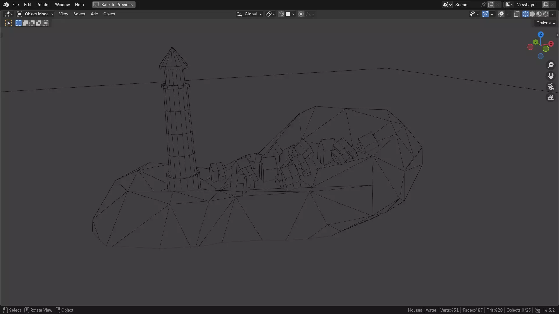 Low Poly Lighthouse Island at Night 3D model_2