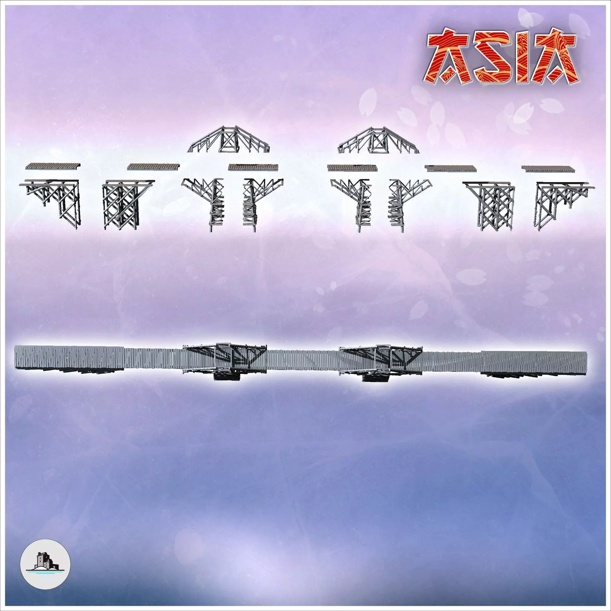 Wooden bridge over the River Kwai 3 - Asian Asia Oriental Angkor 3D print model_5