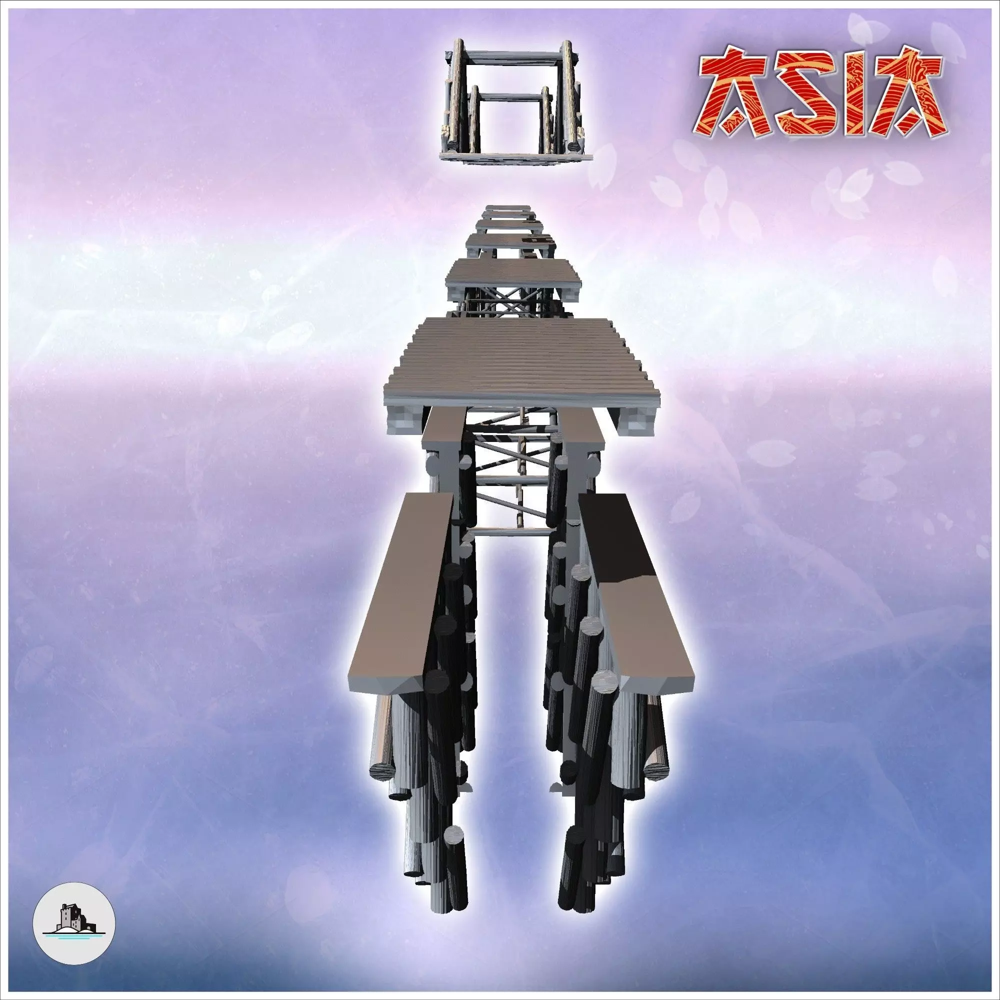 Wooden bridge over the River Kwai 3 - Asian Asia Oriental Angkor 3D print model_4