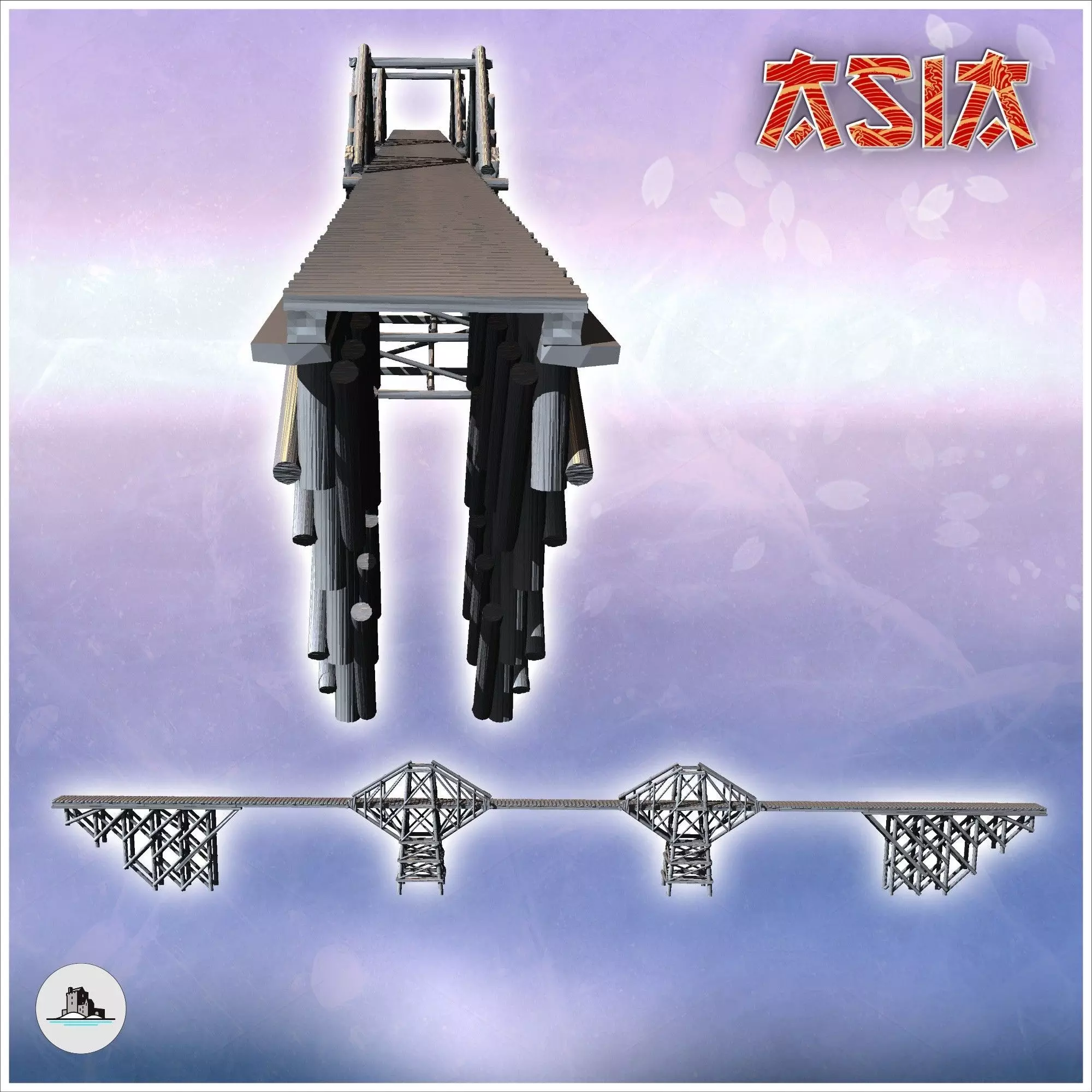Wooden bridge over the River Kwai 3 - Asian Asia Oriental Angkor 3D print model_3