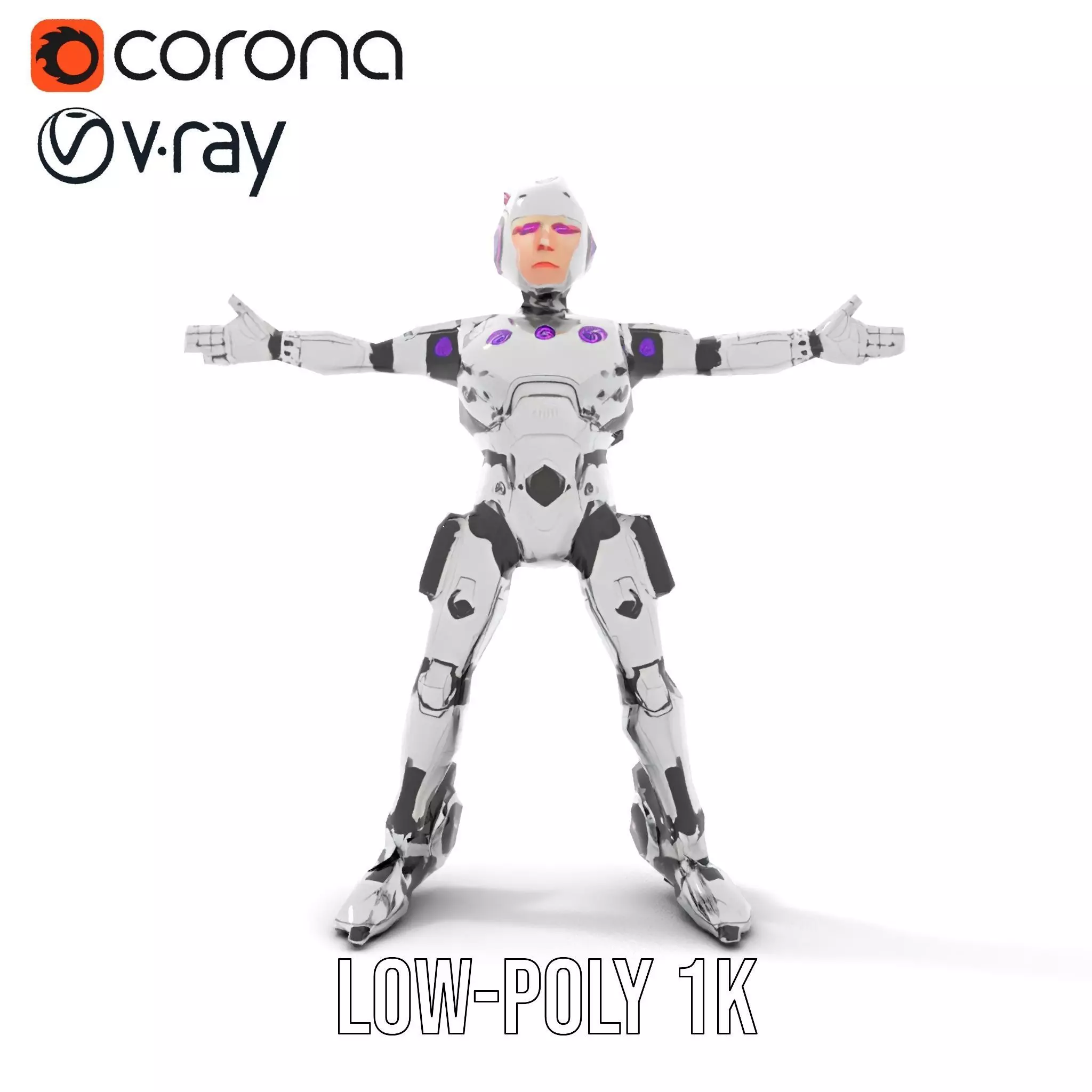 Futuristic Humanoid Robot model pack Low-poly 3D model_28
