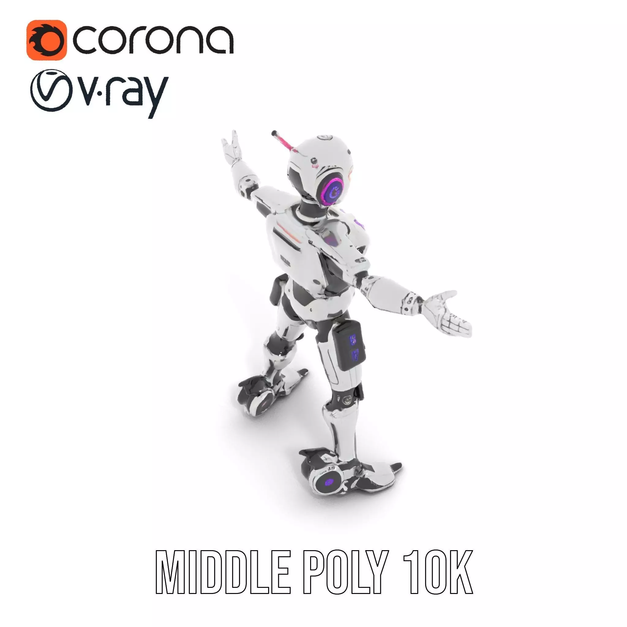 Futuristic Humanoid Robot model pack Low-poly 3D model_12