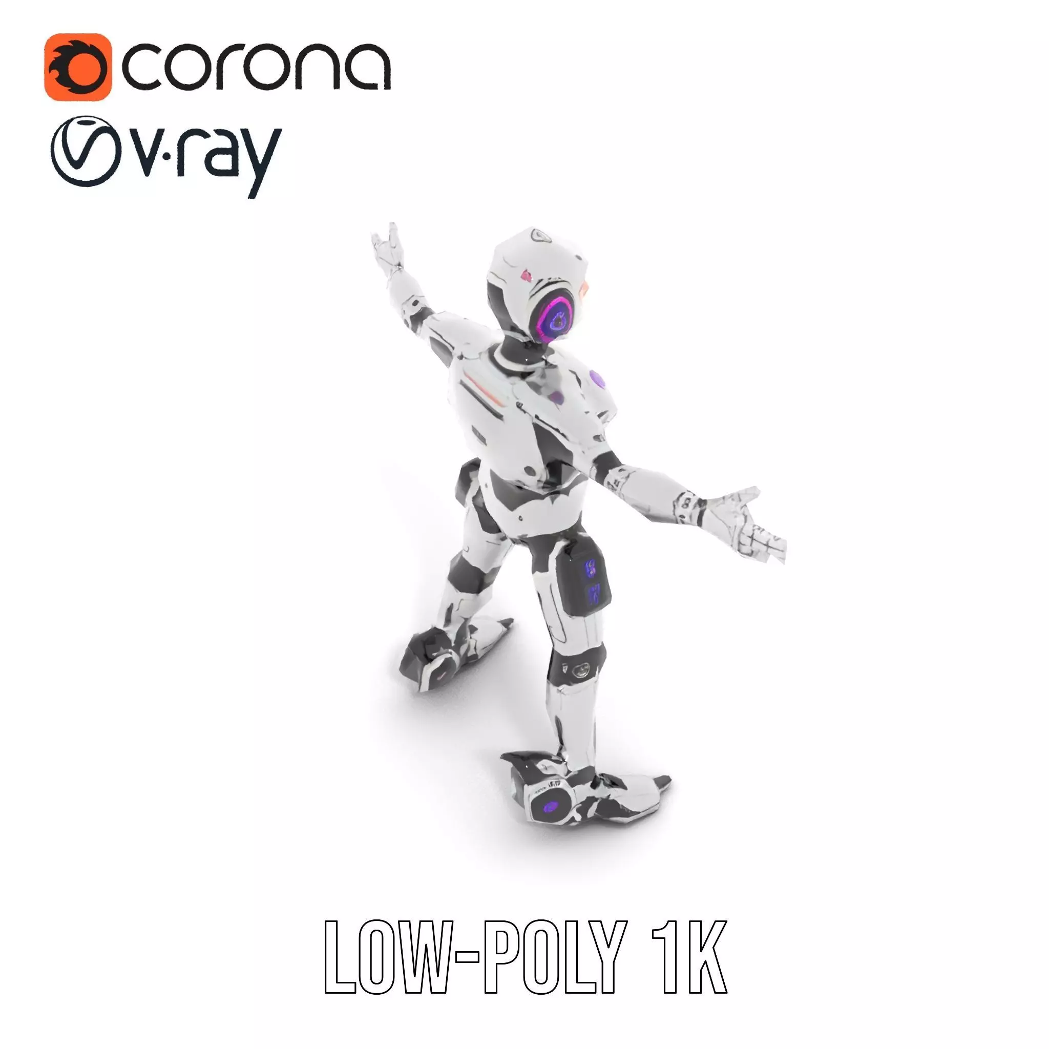 Futuristic Humanoid Robot model pack Low-poly 3D model_10