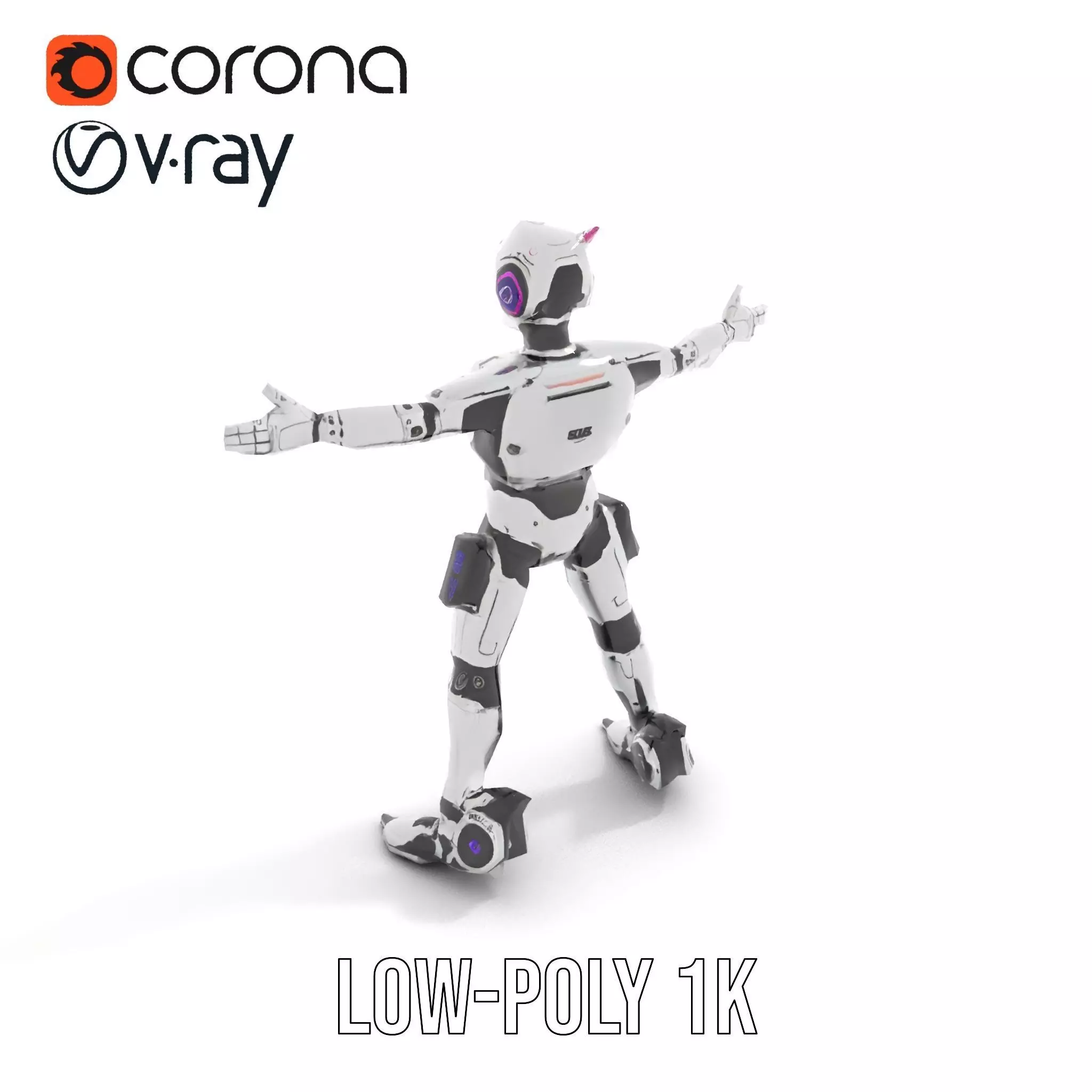 Futuristic Humanoid Robot model pack Low-poly 3D model_25