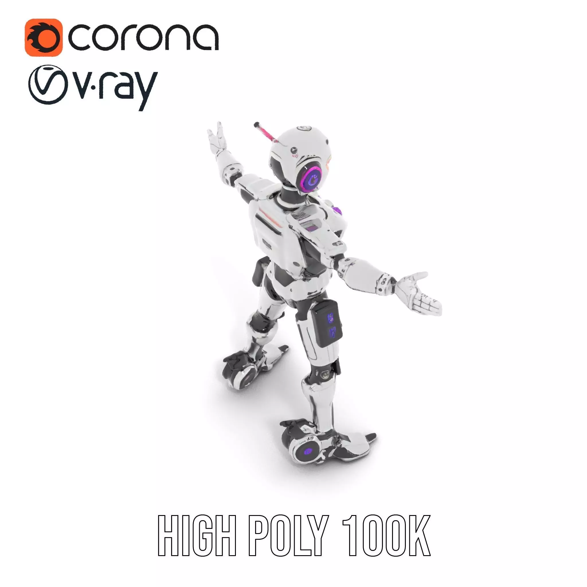 Futuristic Humanoid Robot model pack Low-poly 3D model_18