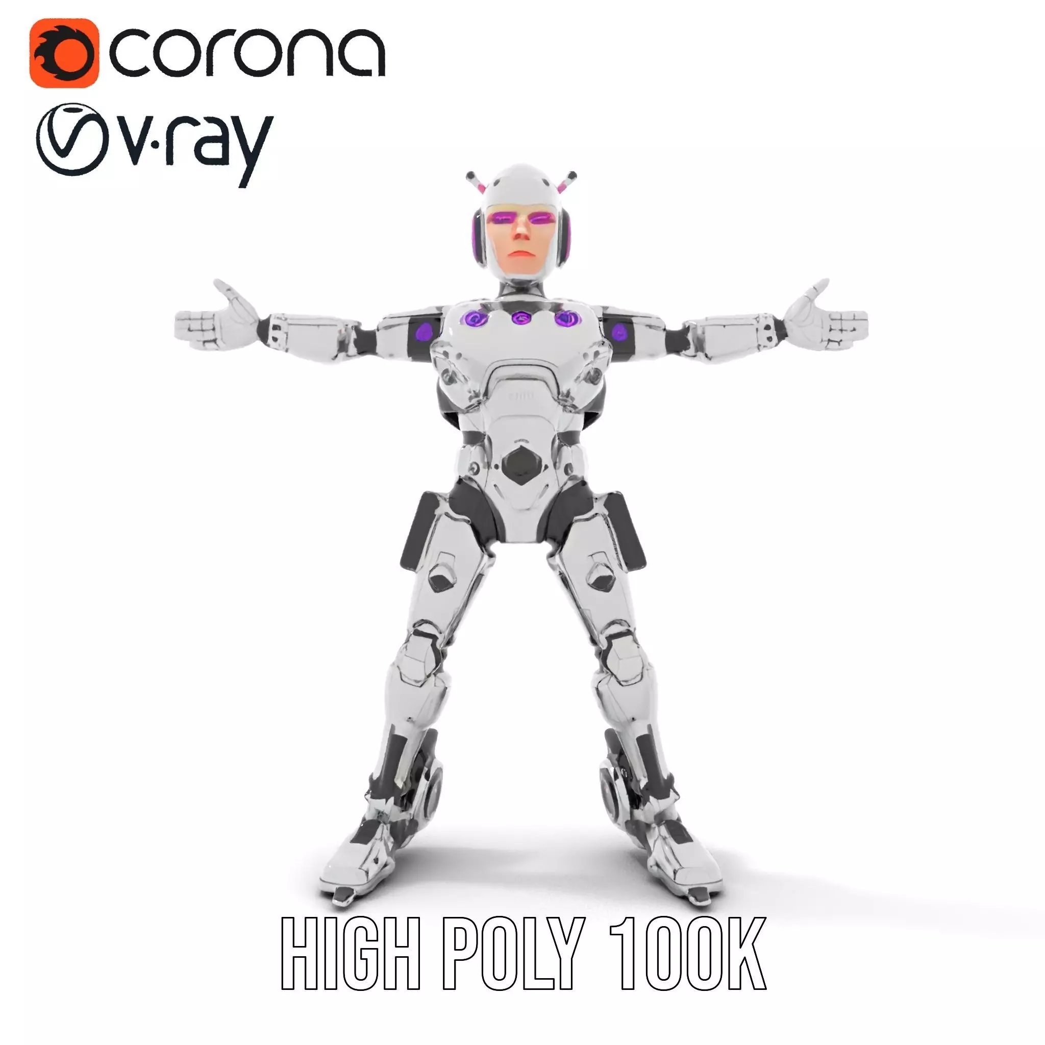 Futuristic Humanoid Robot model pack Low-poly 3D model_23