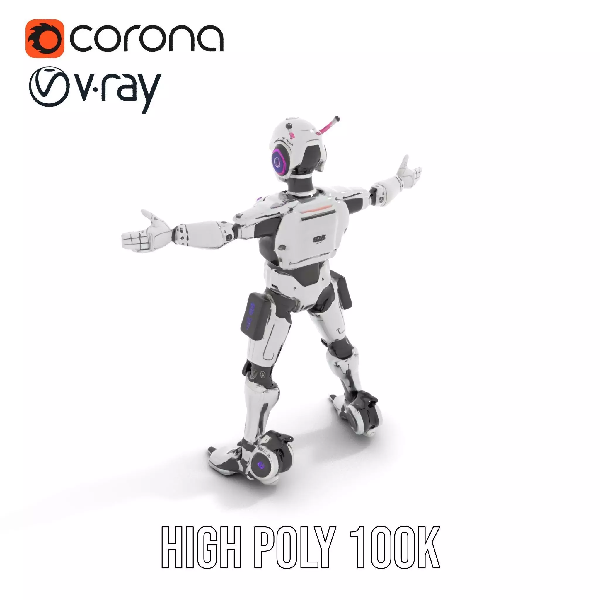 Futuristic Humanoid Robot model pack Low-poly 3D model_29
