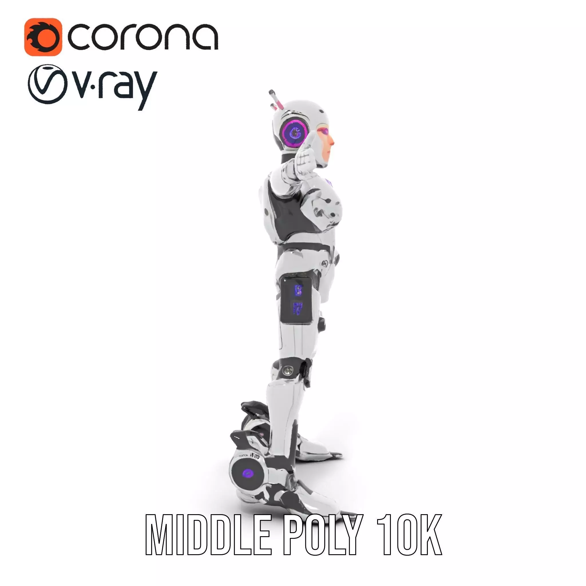 Futuristic Humanoid Robot model pack Low-poly 3D model_7