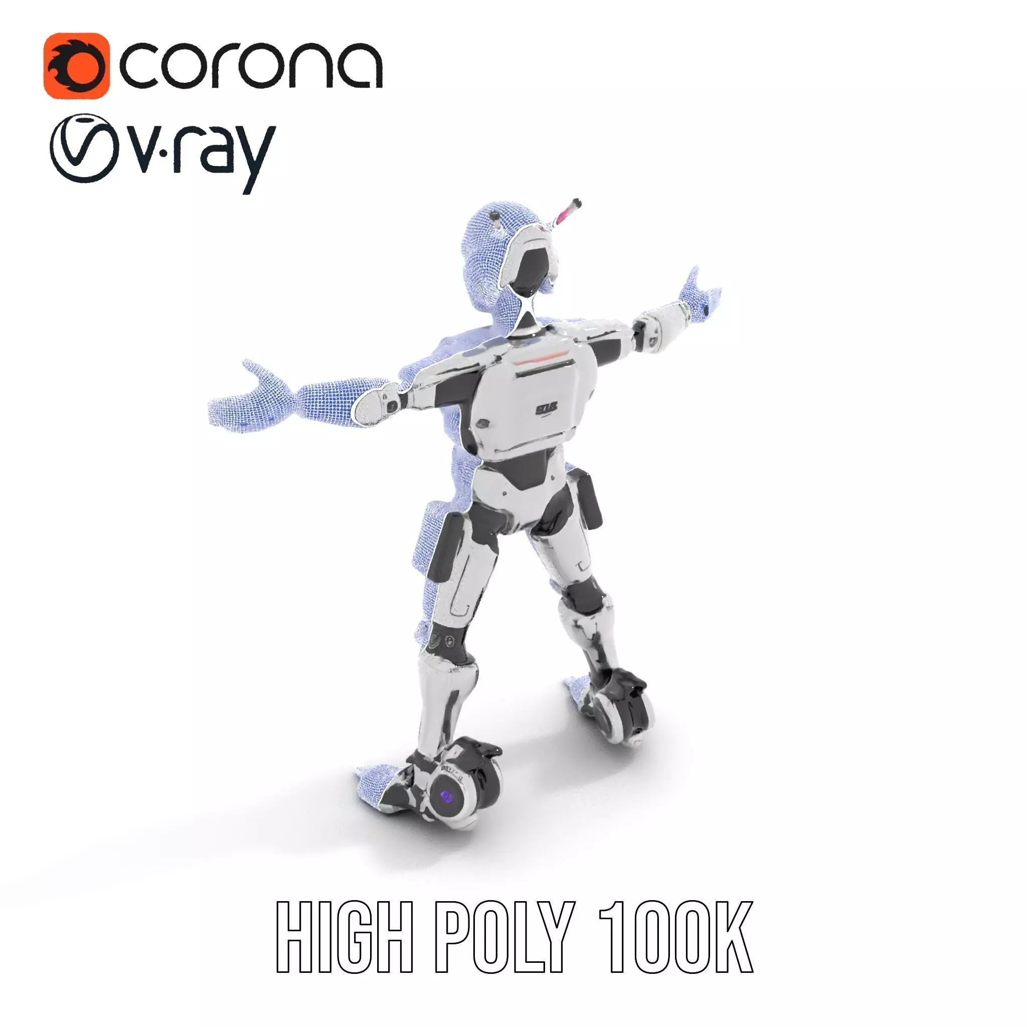 Futuristic Humanoid Robot model pack Low-poly 3D model_33