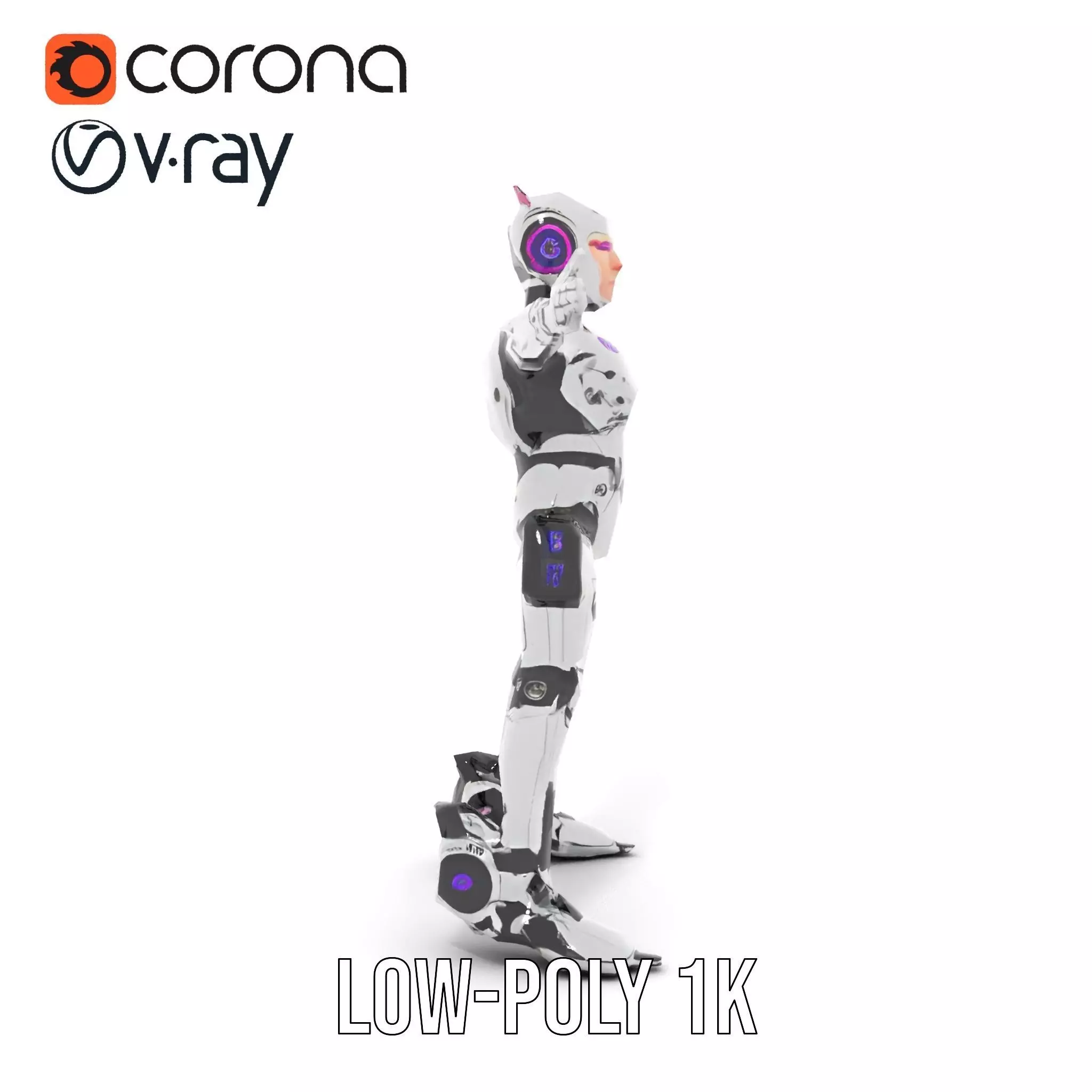 Futuristic Humanoid Robot model pack Low-poly 3D model_31