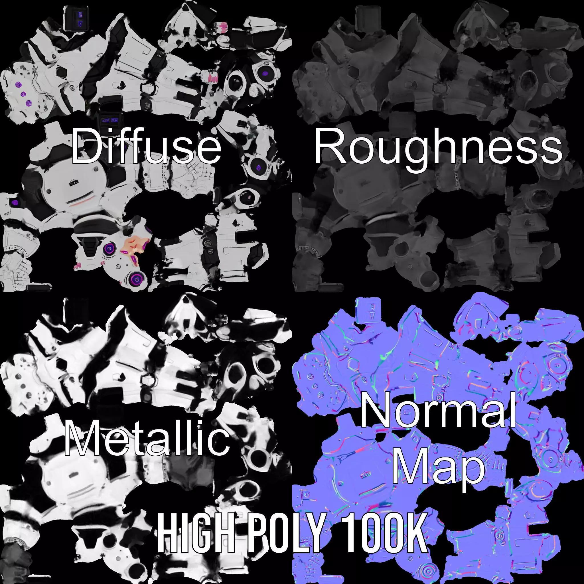 Futuristic Humanoid Robot model pack Low-poly 3D model_4